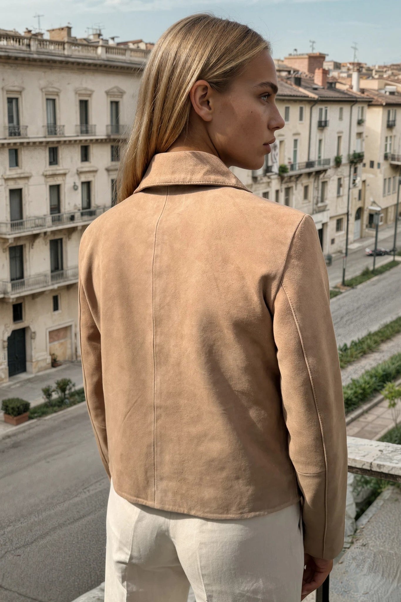 Veste Yona en chèvre velours - Beige-VESTE BLAZER FEMME-Curling-Paris