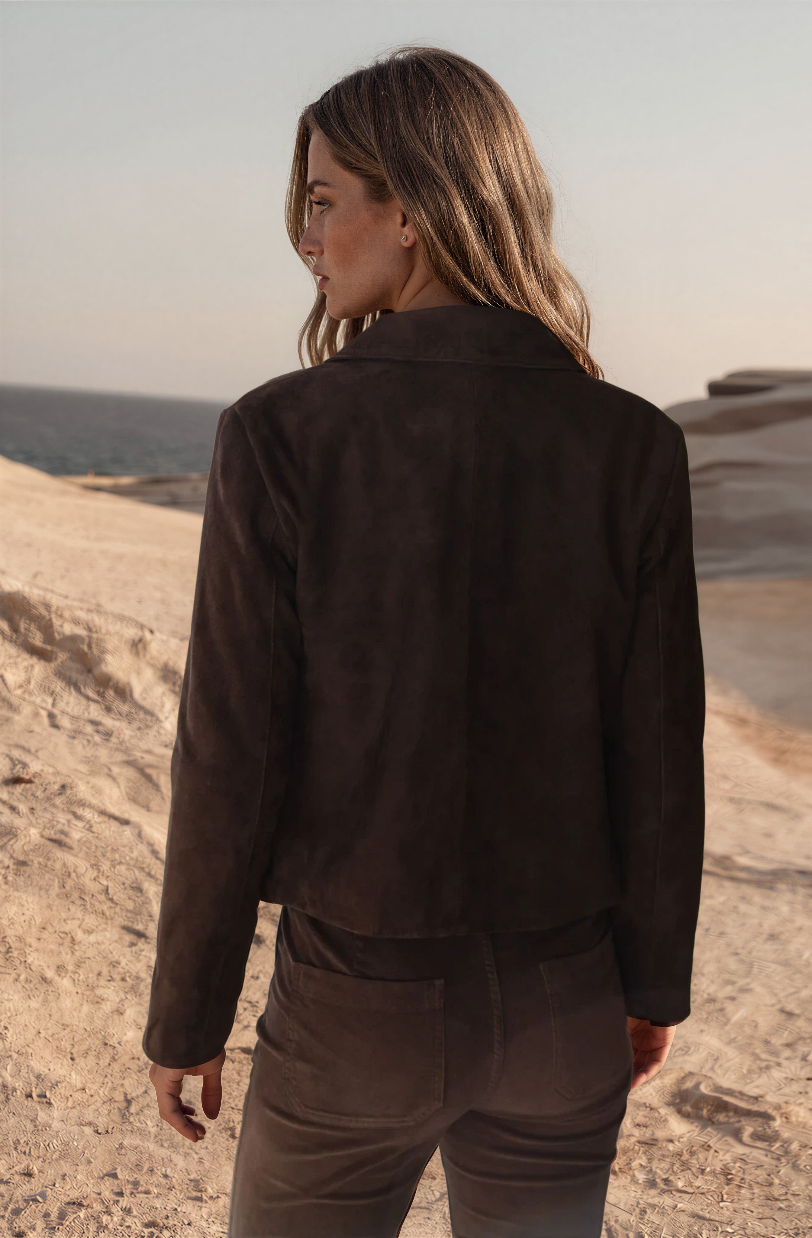 Veste Yona en chèvre velours - Marron-VESTE BLAZER FEMME-Curling-Paris
