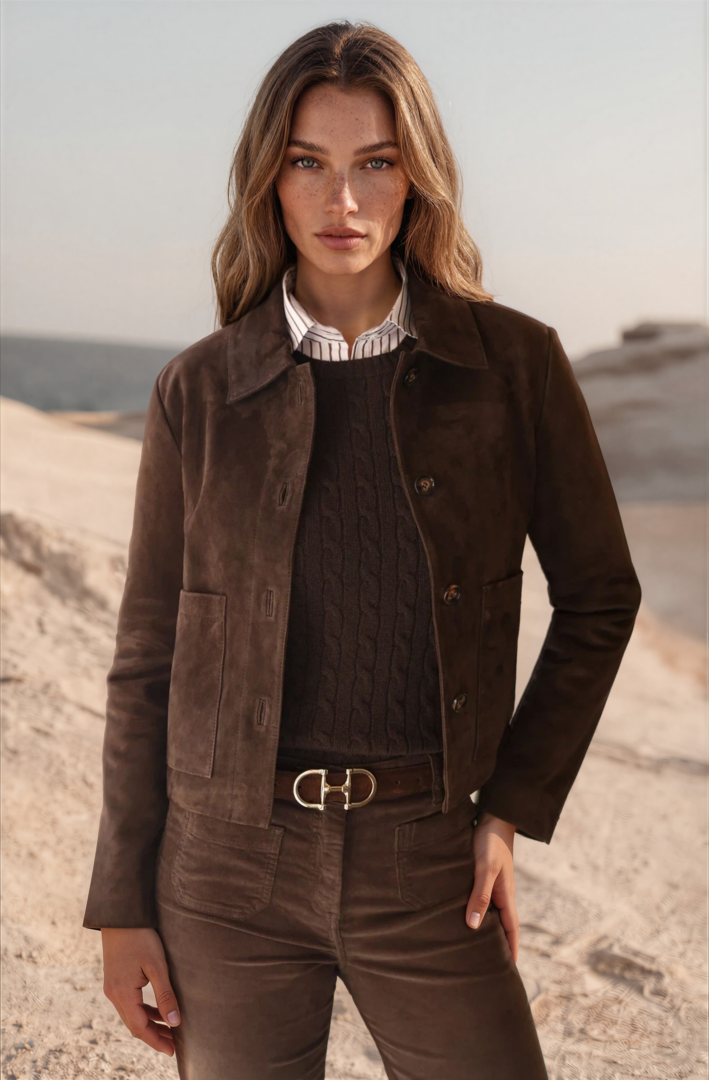 Veste Yona en chèvre velours - Marron-VESTE BLAZER FEMME-Curling-Paris