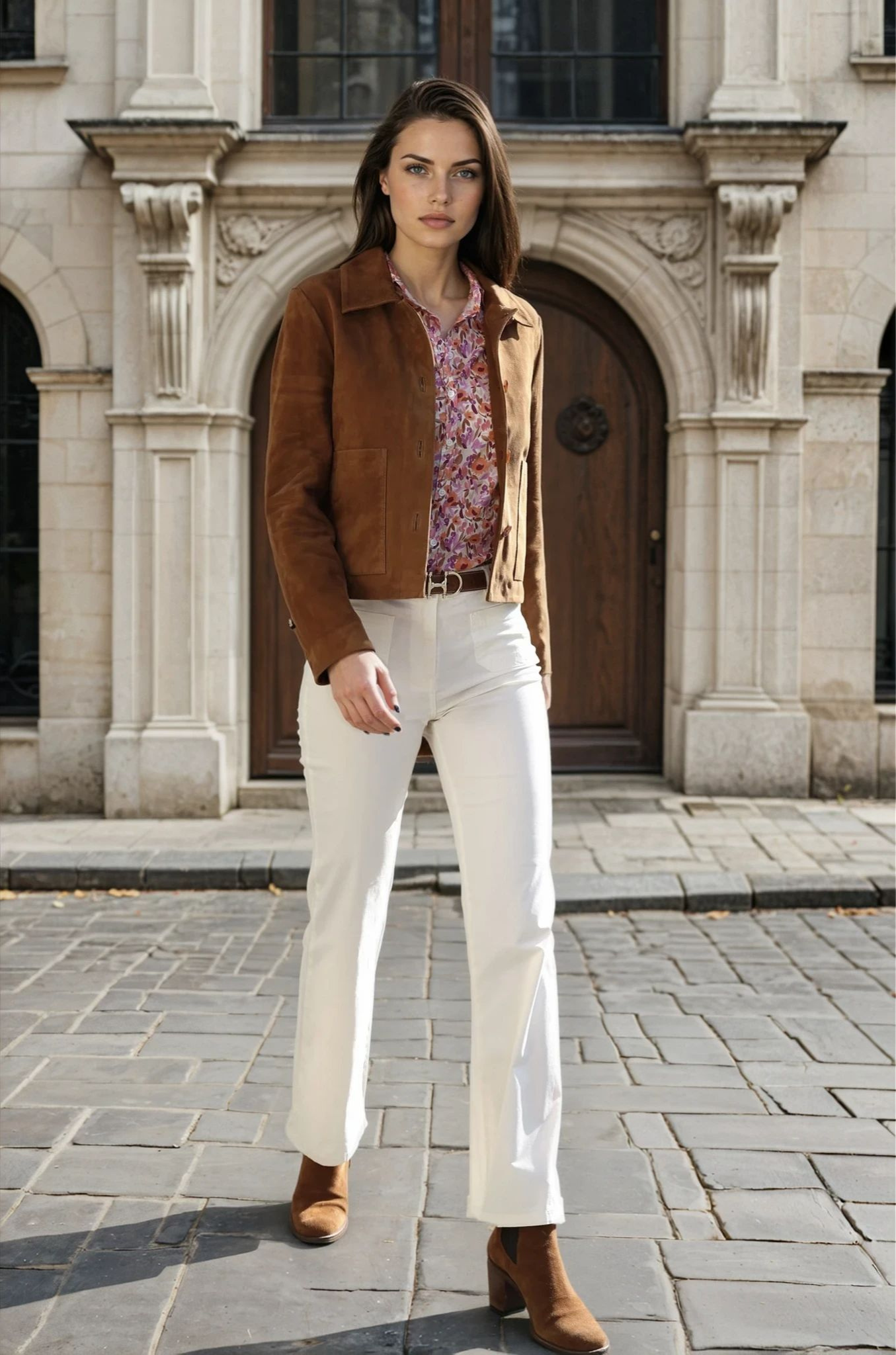 Veste Yona en chèvre velours - Vison-VESTE BLAZER FEMME-Curling-Paris