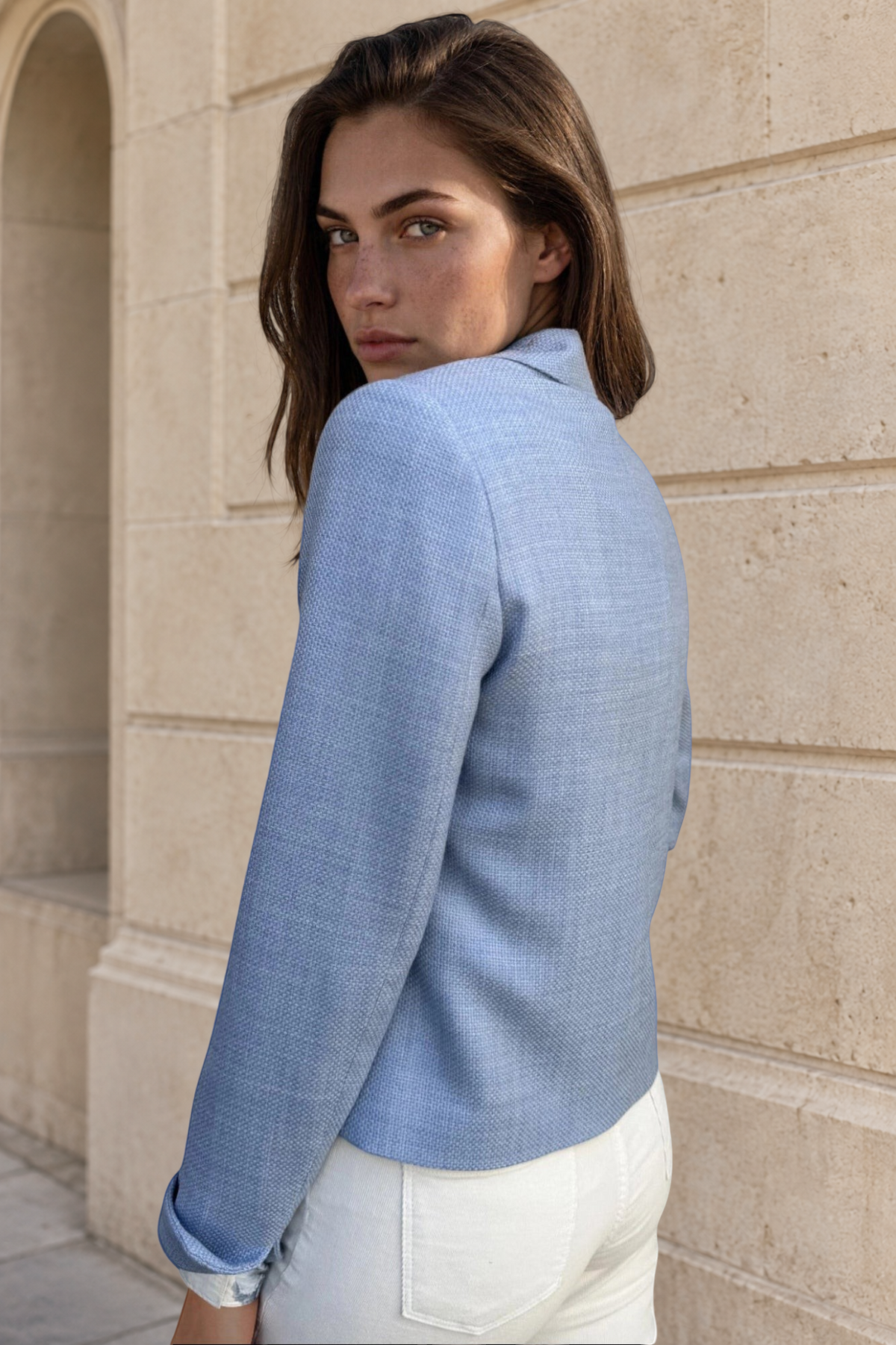 Veste Ysee en laine vierge nattée - Ciel-VESTE BLAZER FEMME-Curling-Paris