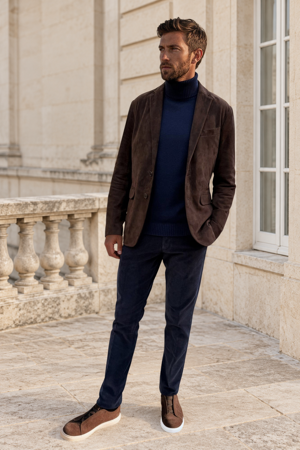 Veste blazer Giacomo en chèvre velours – Marron-VESTE-Curling-Paris
