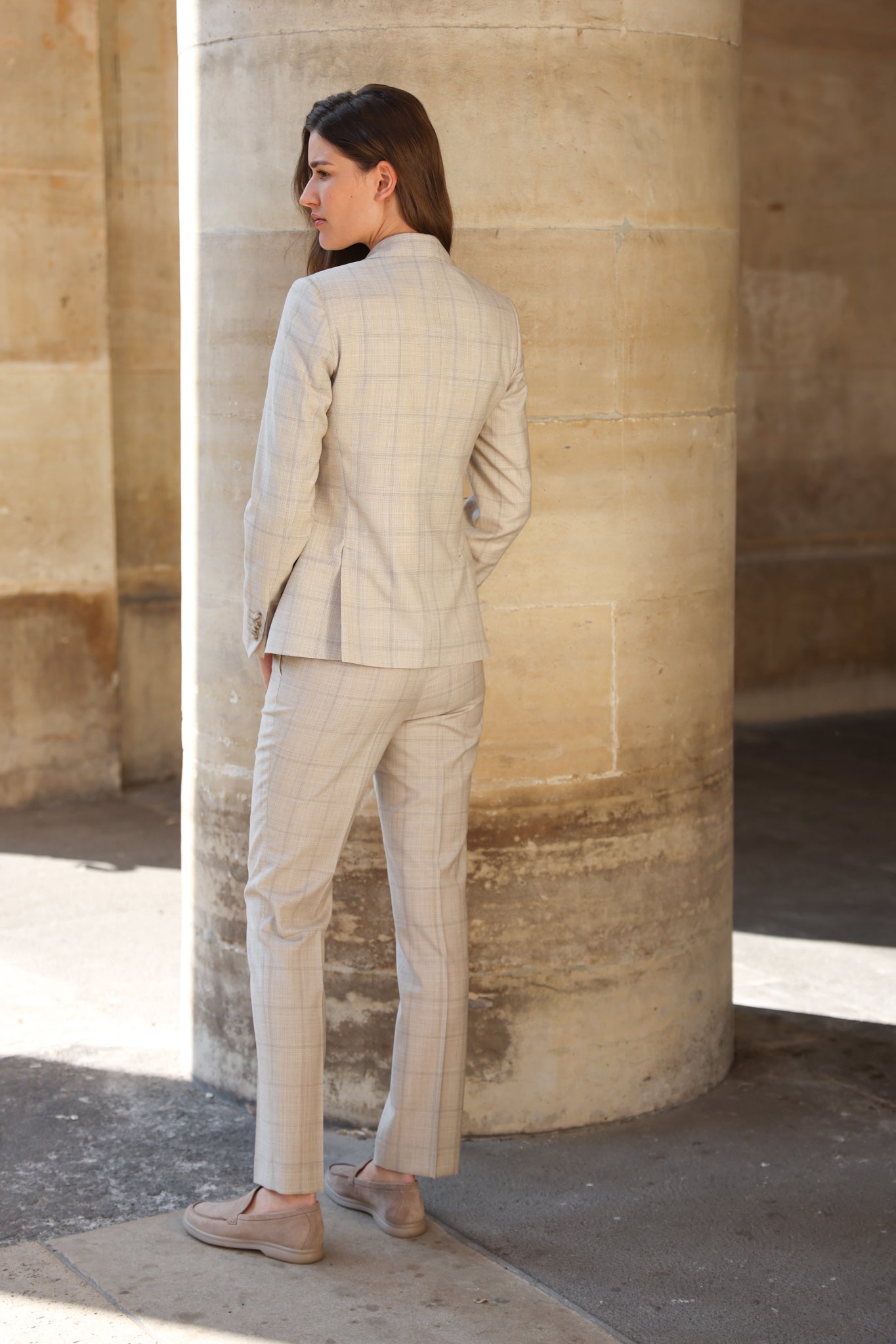Veste de tailleur Vesnove - Prince de galles beige-VESTE BLAZER FEMME-Curling-Paris