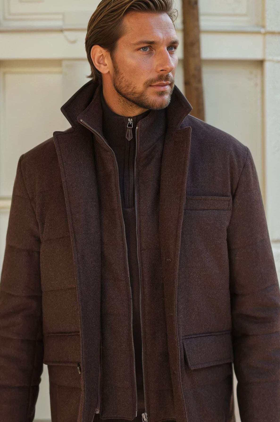 Veste parka Martin en laine - Chocolat-MANTEAU HOMME-Curling-Paris