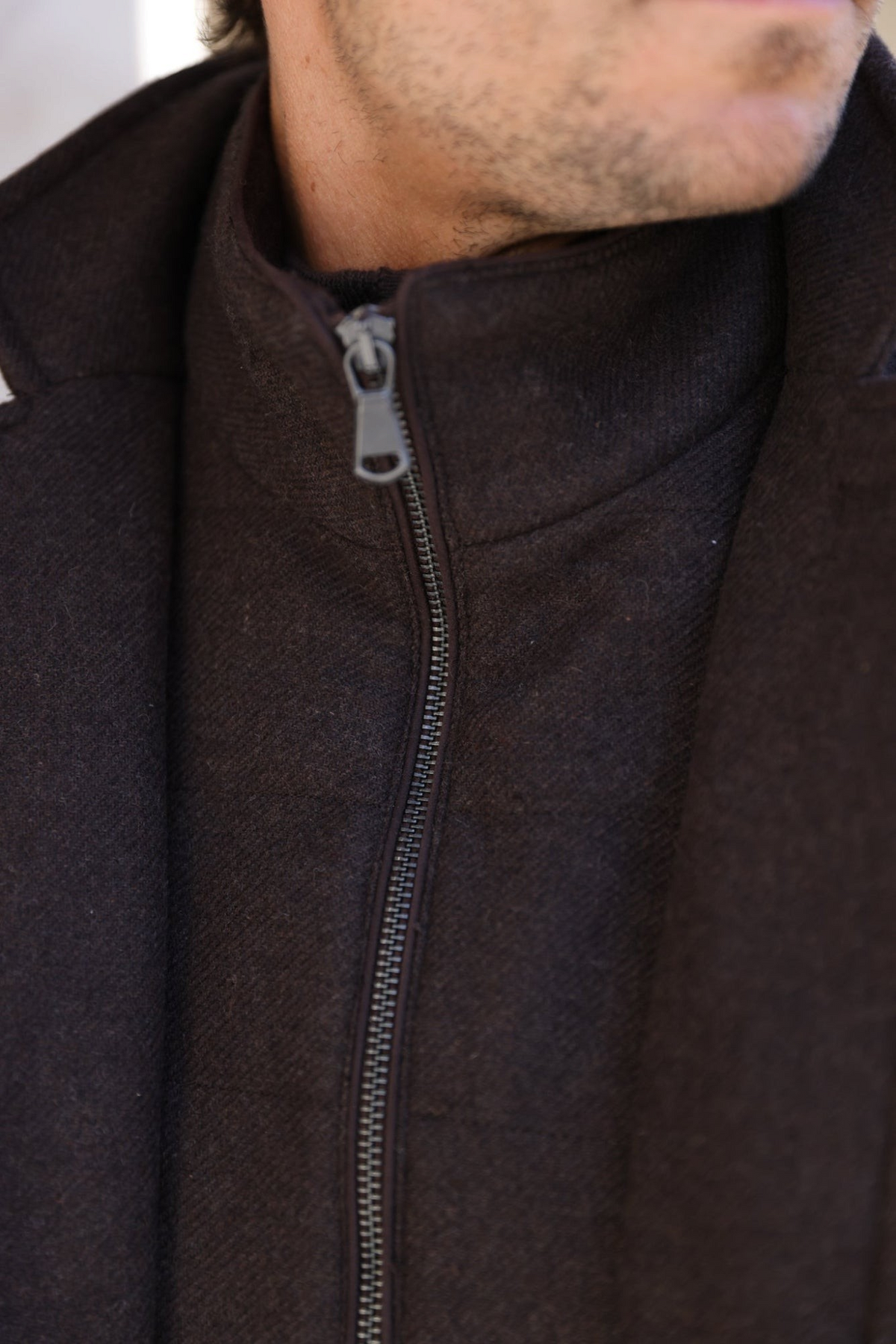 Veste parka Martin en laine – Marron-MANTEAU HOMME-Curling-Paris