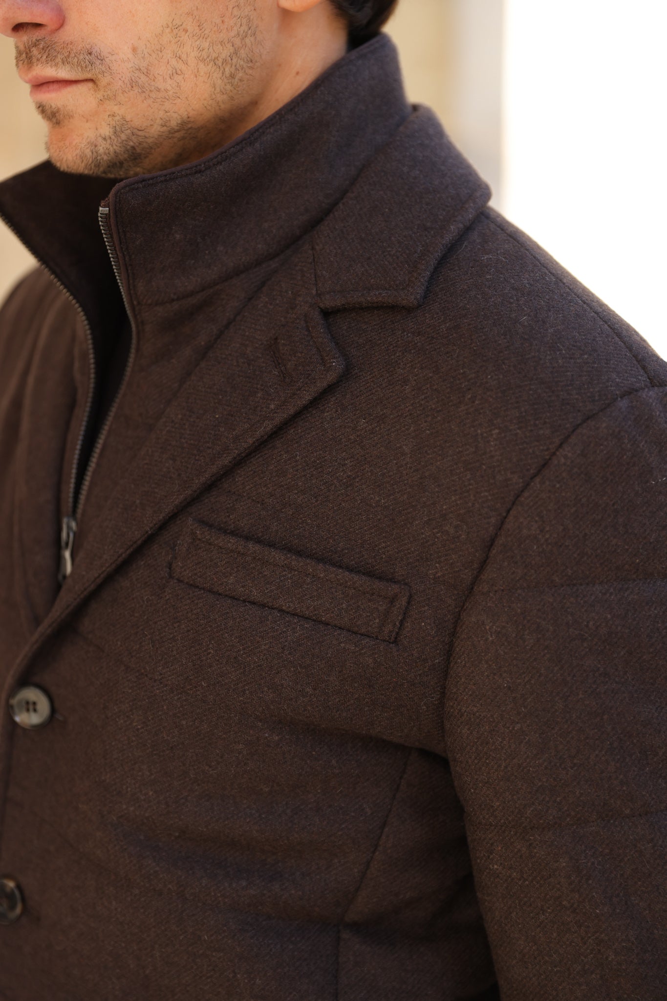 Veste parka Martin en laine - Chocolat-MANTEAU HOMME-Curling-Paris