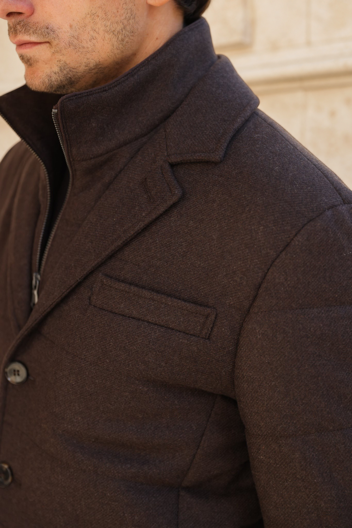 Veste parka Martin en laine – Marron-MANTEAU HOMME-Curling-Paris