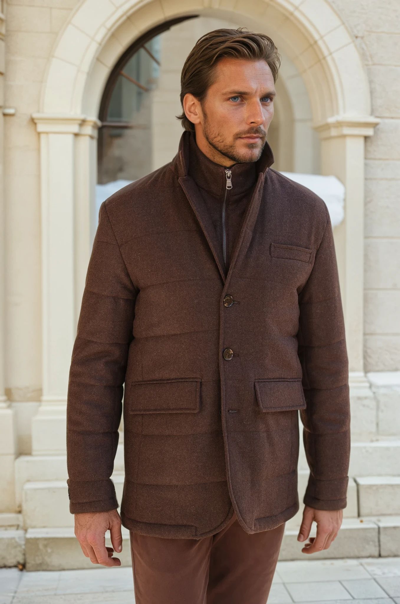 Veste parka Martin en laine - Chocolat-MANTEAU HOMME-Curling-Paris