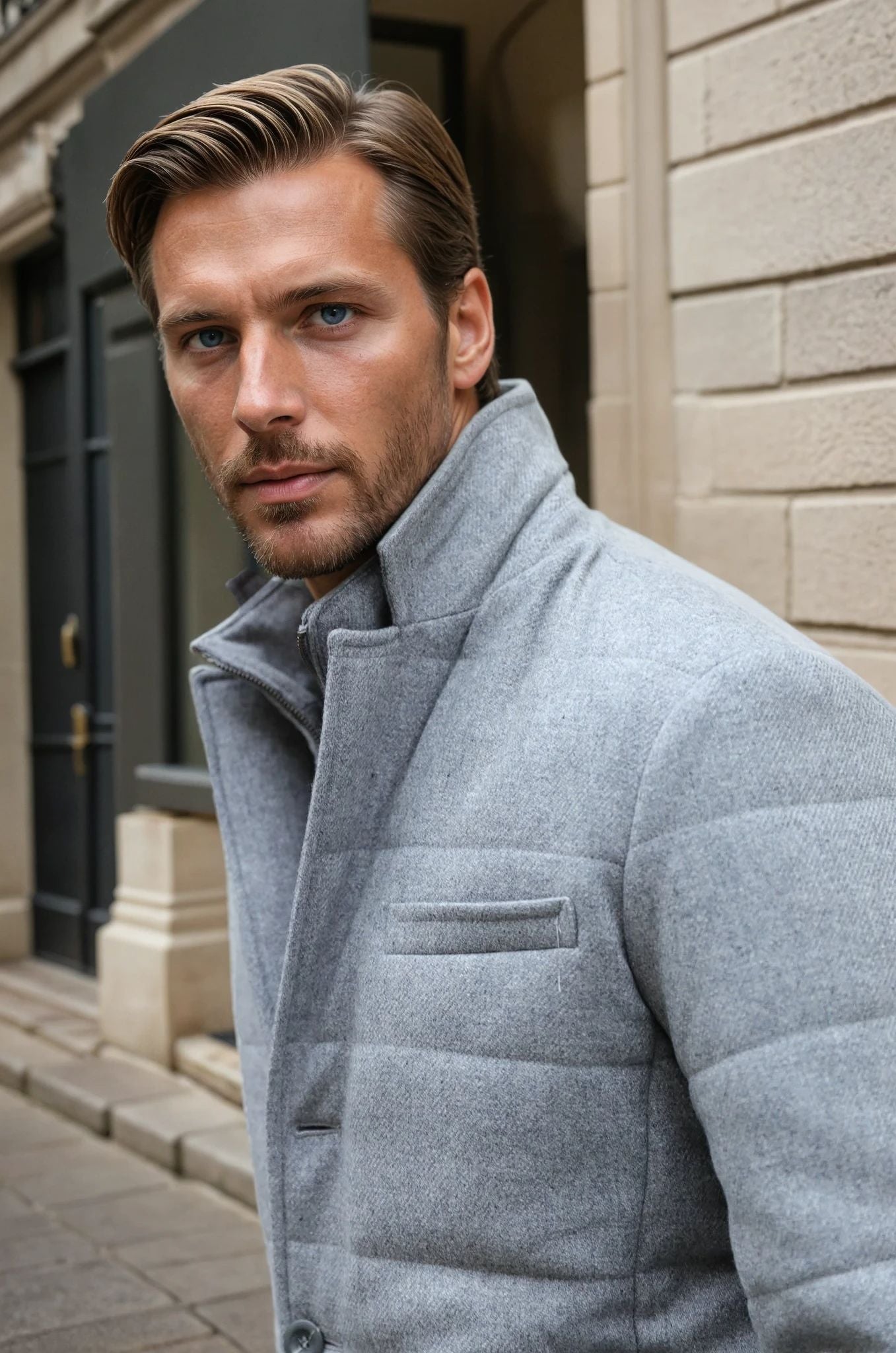 Veste parka Martin en laine - Gris-MANTEAU HOMME-Curling-Paris