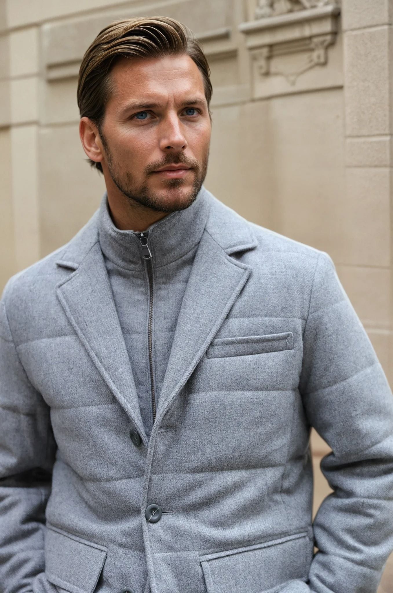 Veste parka Martin en laine - Gris-MANTEAU HOMME-Curling-Paris