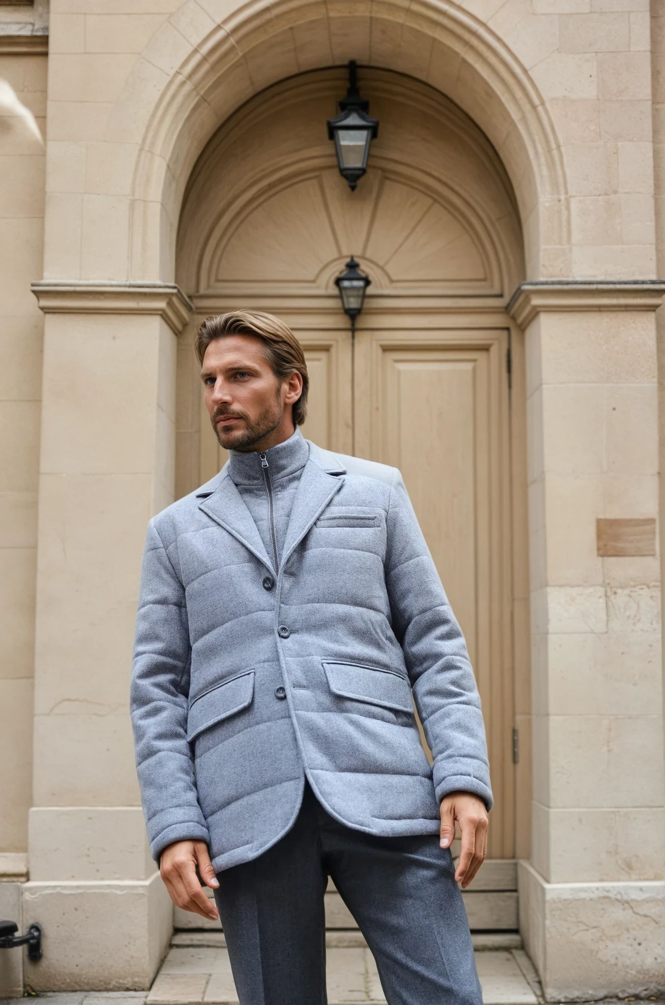 Veste parka Martin en laine - Gris-MANTEAU HOMME-Curling-Paris