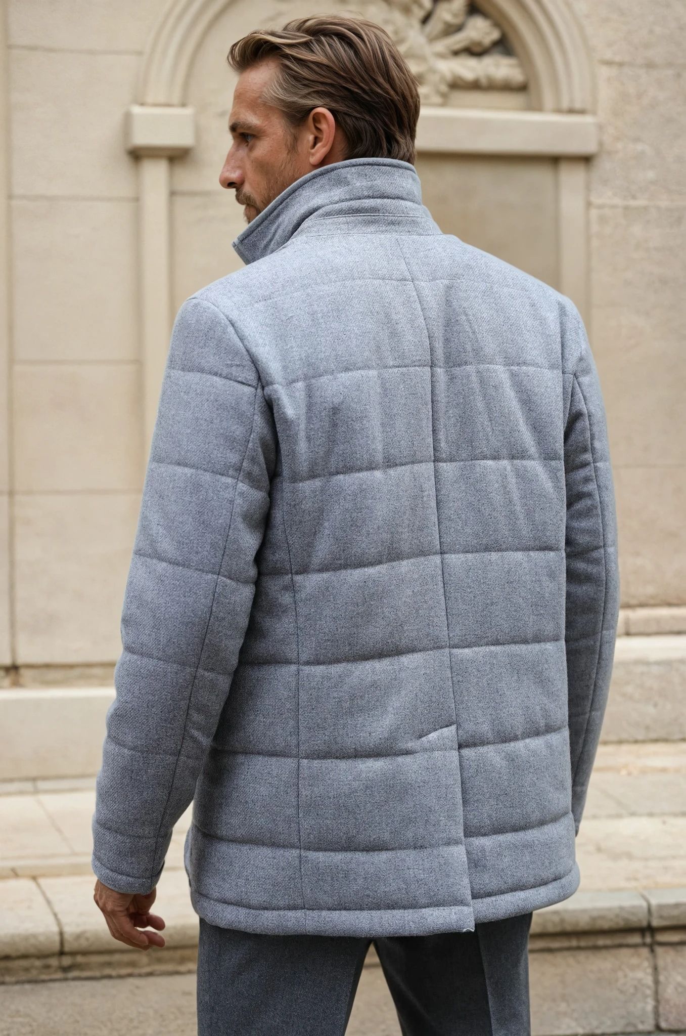 Veste parka Martin en laine - Gris-MANTEAU HOMME-Curling-Paris