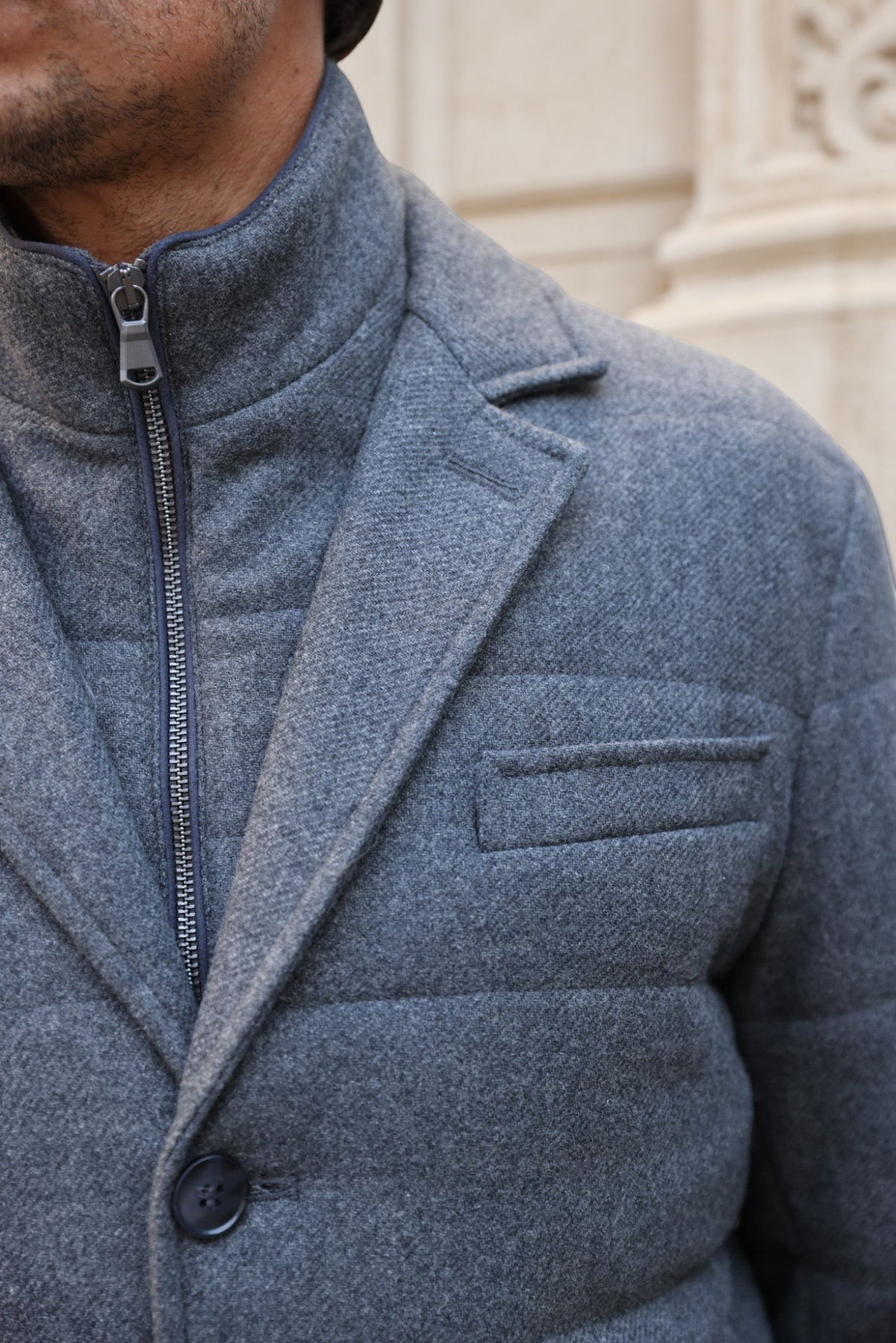 Veste parka Martin en laine - Gris Moyen-MANTEAU HOMME-Curling-Paris