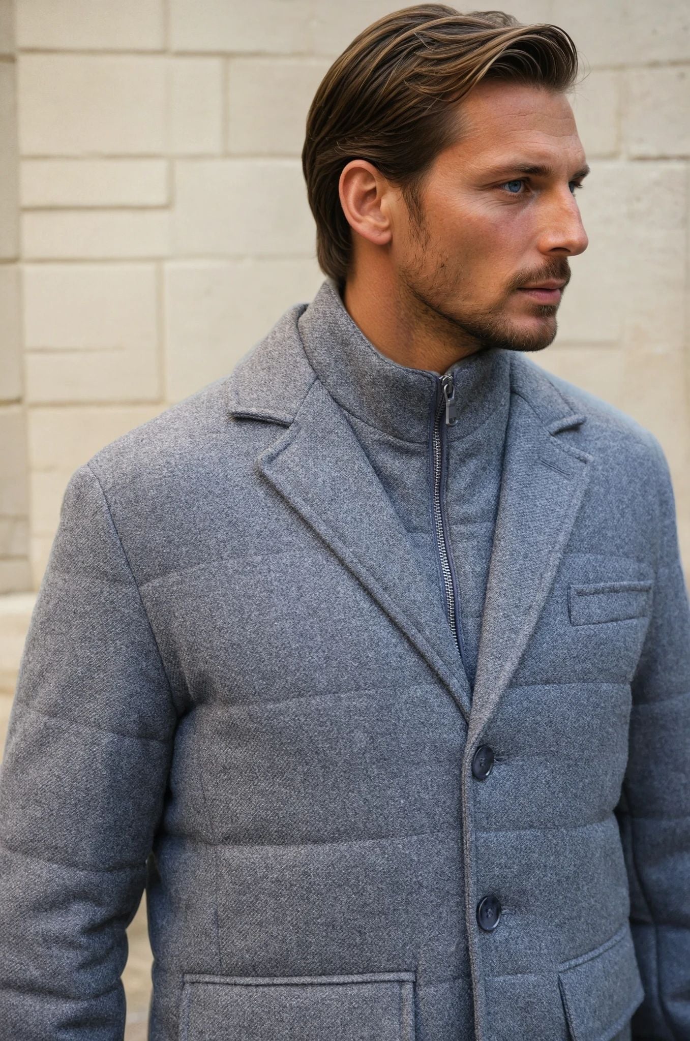 Veste parka Martin en laine - Gris Moyen-MANTEAU HOMME-Curling-Paris