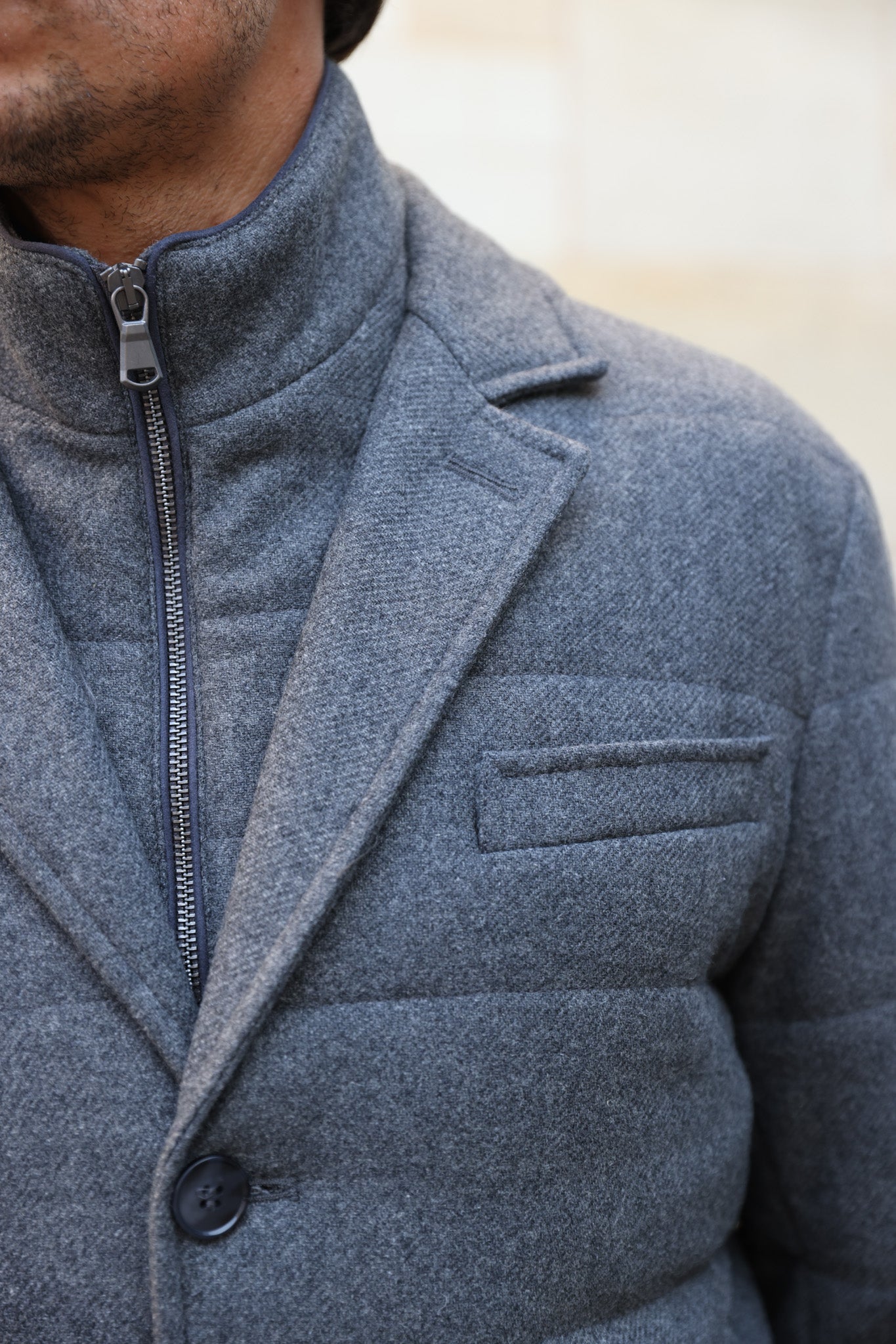 Veste parka Martin en laine - Gris Moyen-MANTEAU HOMME-Curling-Paris