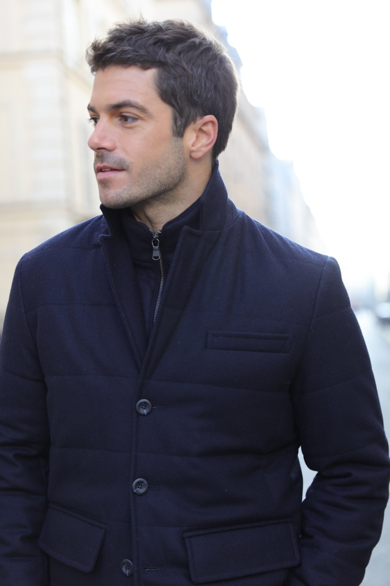 Veste parka Martin en laine - Marine-MANTEAU HOMME-Curling-Paris