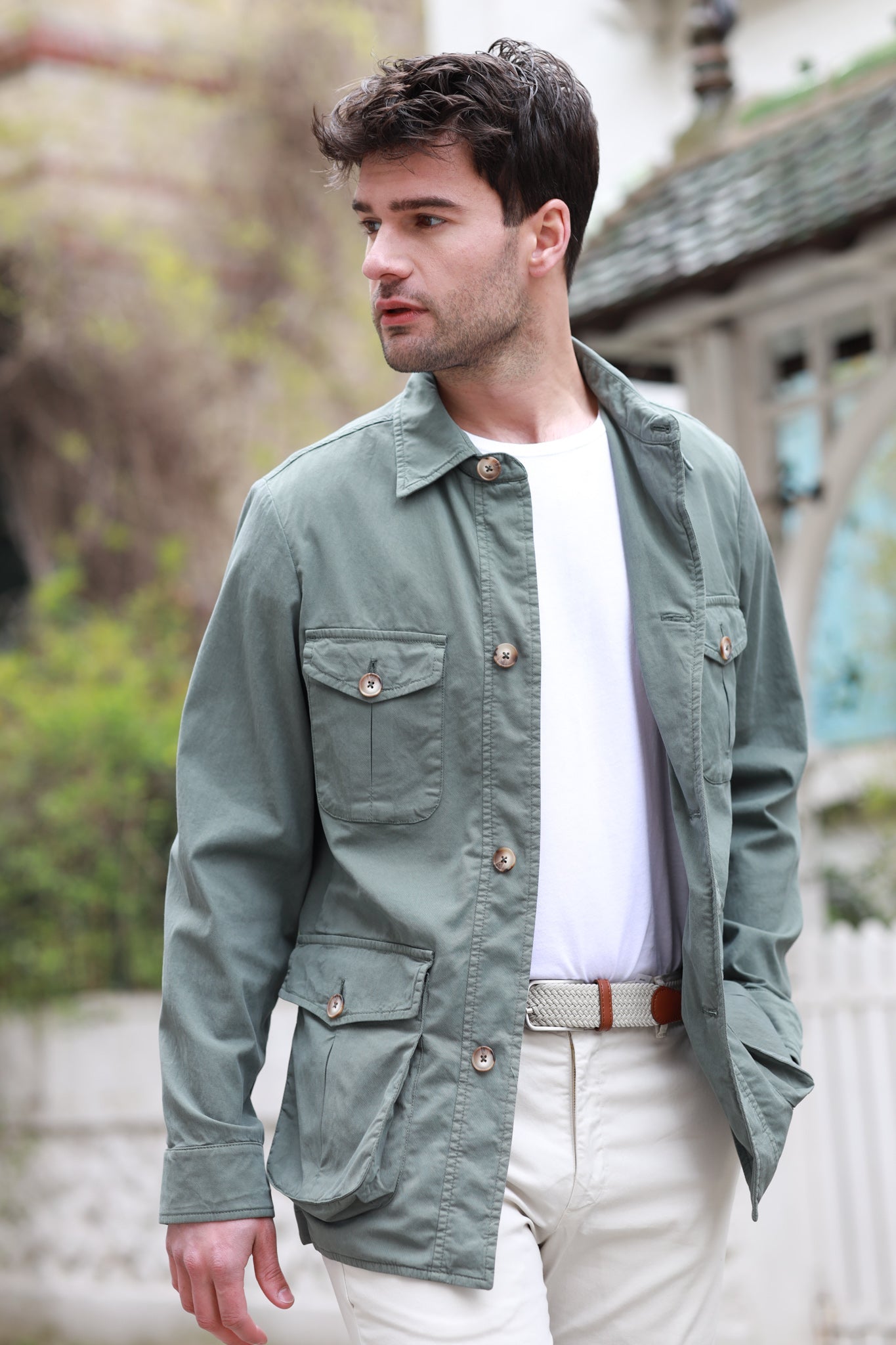 Veste saharienne Sahara en lyocell & coton stretch - Kaki-VESTE BLAZER HOMME-Curling-Paris