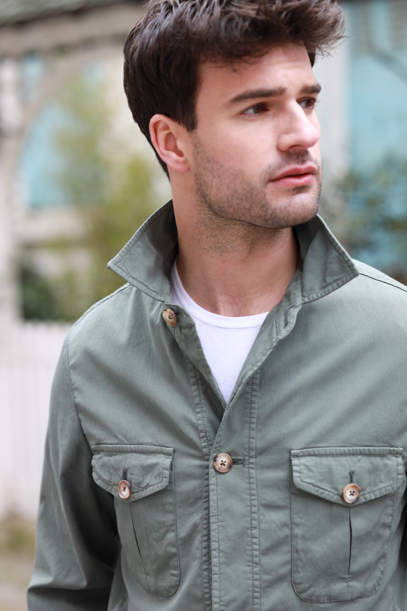 Veste saharienne Sahara en lyocell & coton stretch - Kaki-VESTE BLAZER HOMME-Curling-Paris