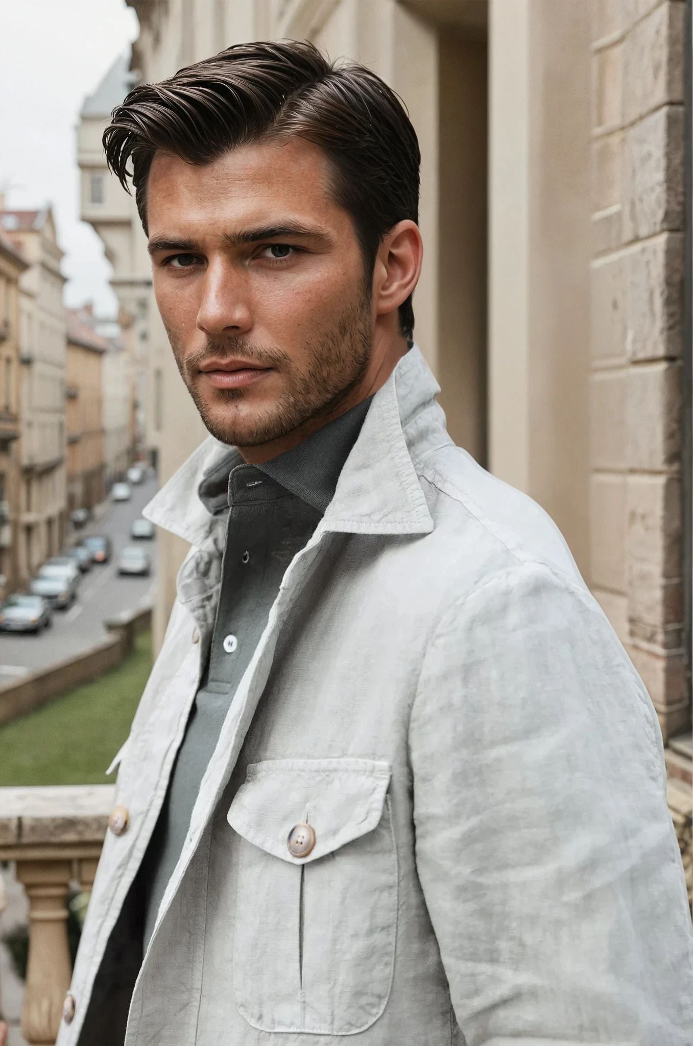 Veste saharienne en lin - Beige-VESTE BLAZER HOMME-Curling-Paris