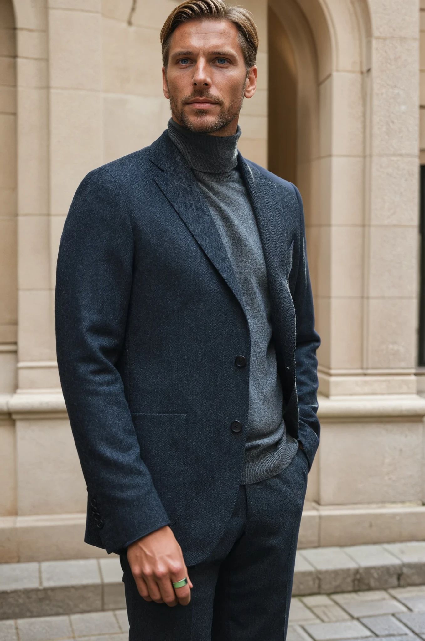 Veste souple Gostev pure laine - Chevron anthracite-VESTE BLAZER HOMME-Curling-Paris