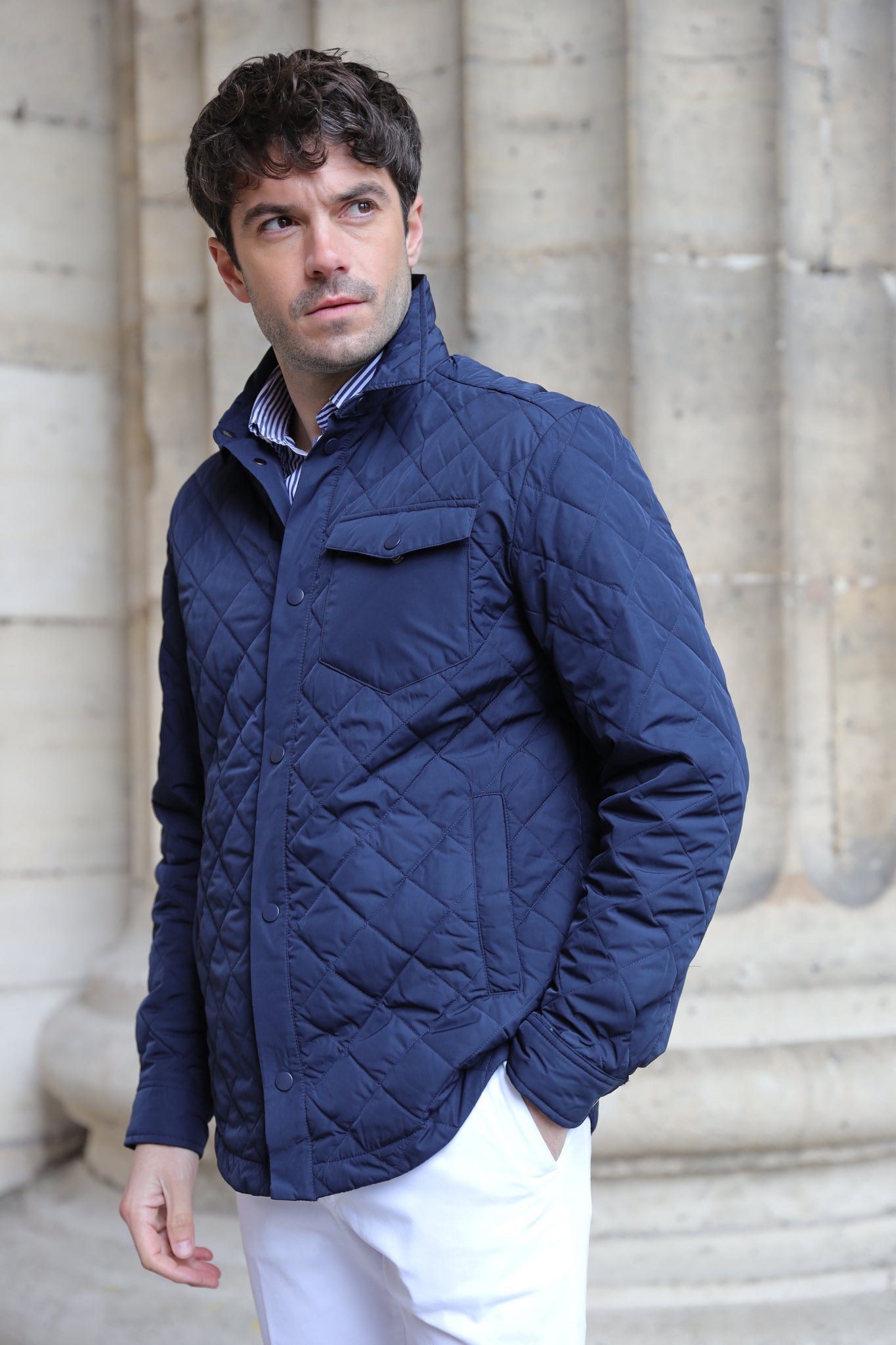 Veste surchemise matelassée - marine-MANTEAU HOMME-Curling-Paris