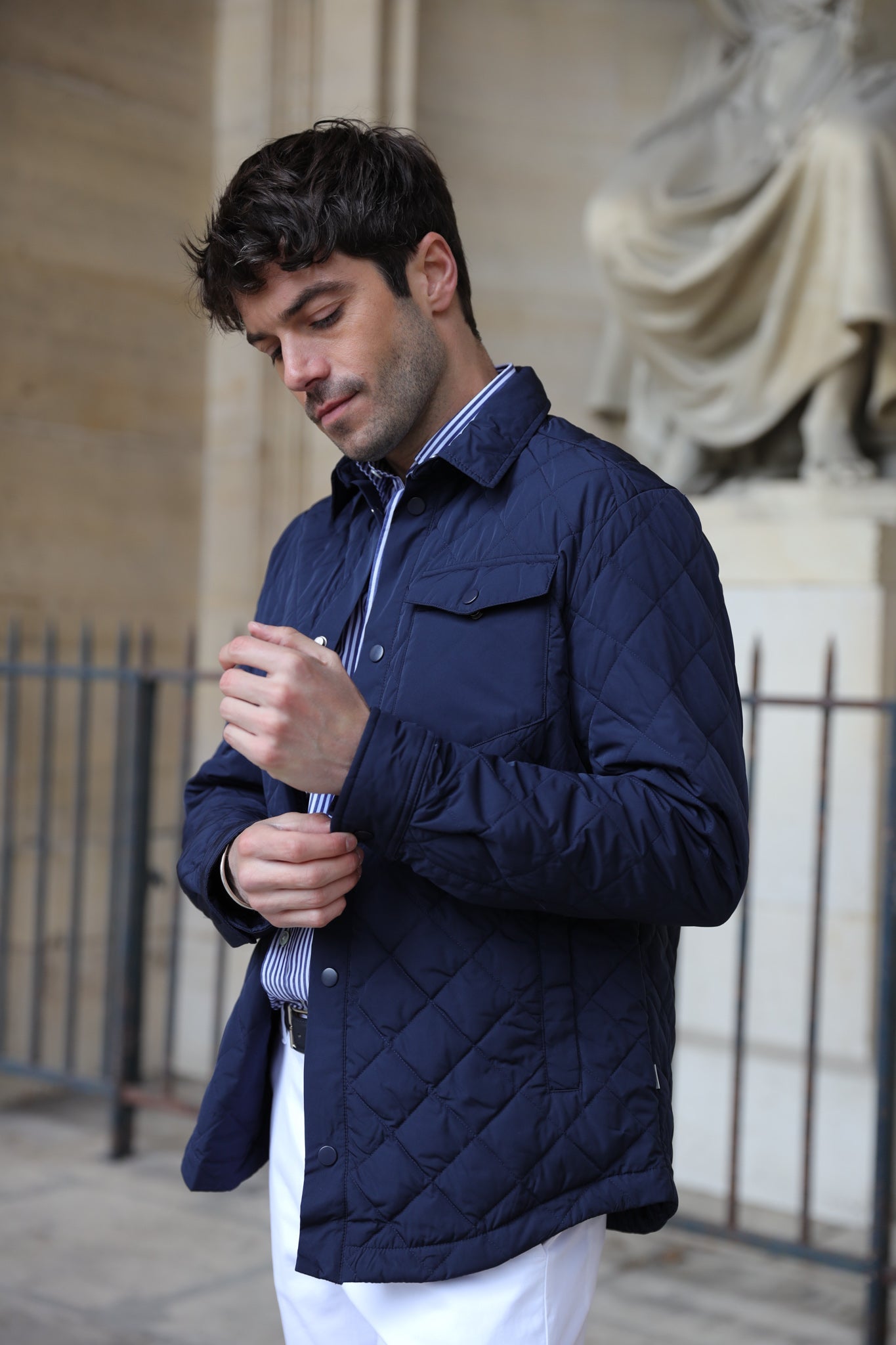 Veste surchemise matelassée - marine-MANTEAU HOMME-Curling-Paris