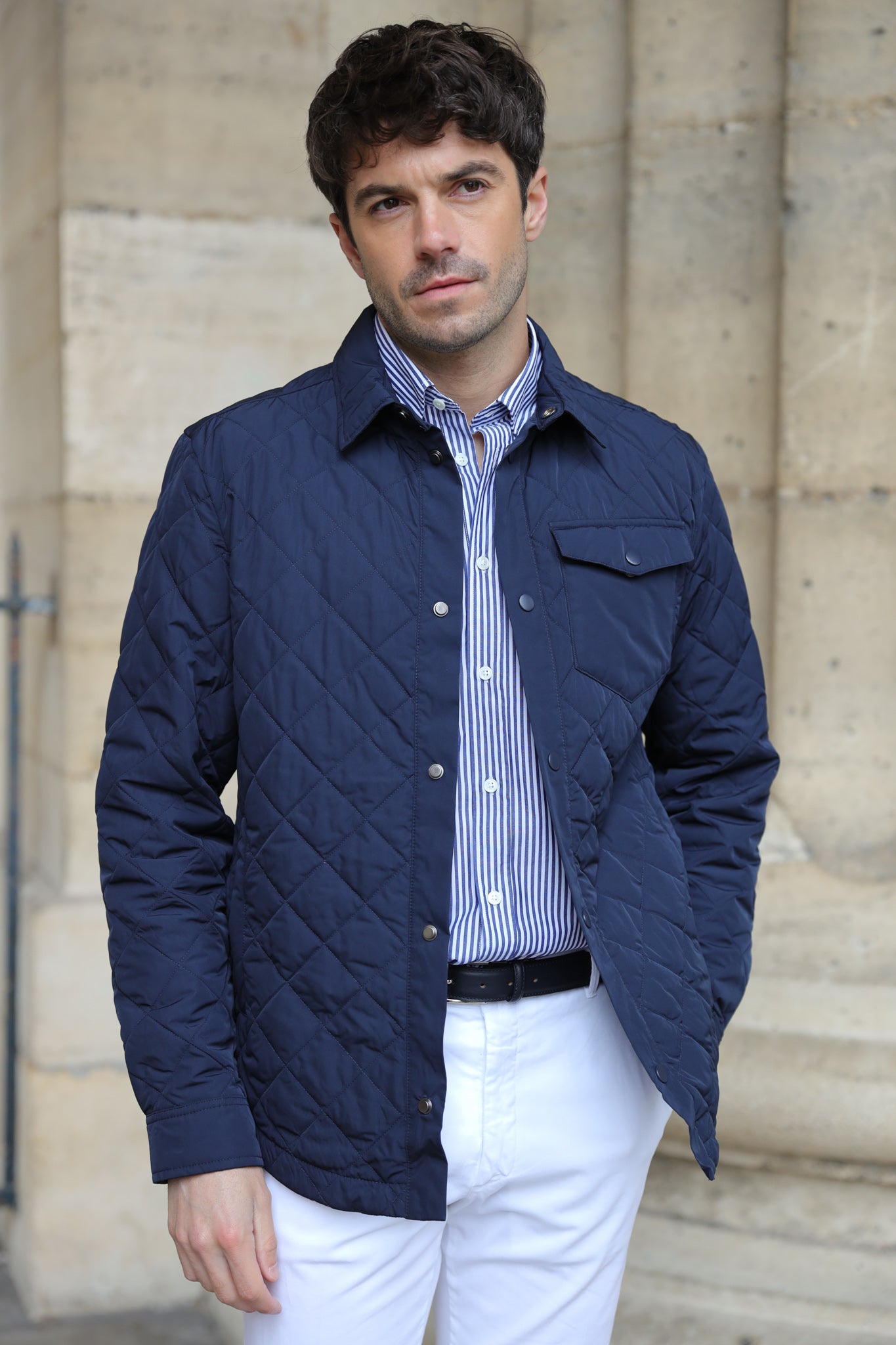 Veste surchemise matelassée - marine-MANTEAU HOMME-Curling-Paris