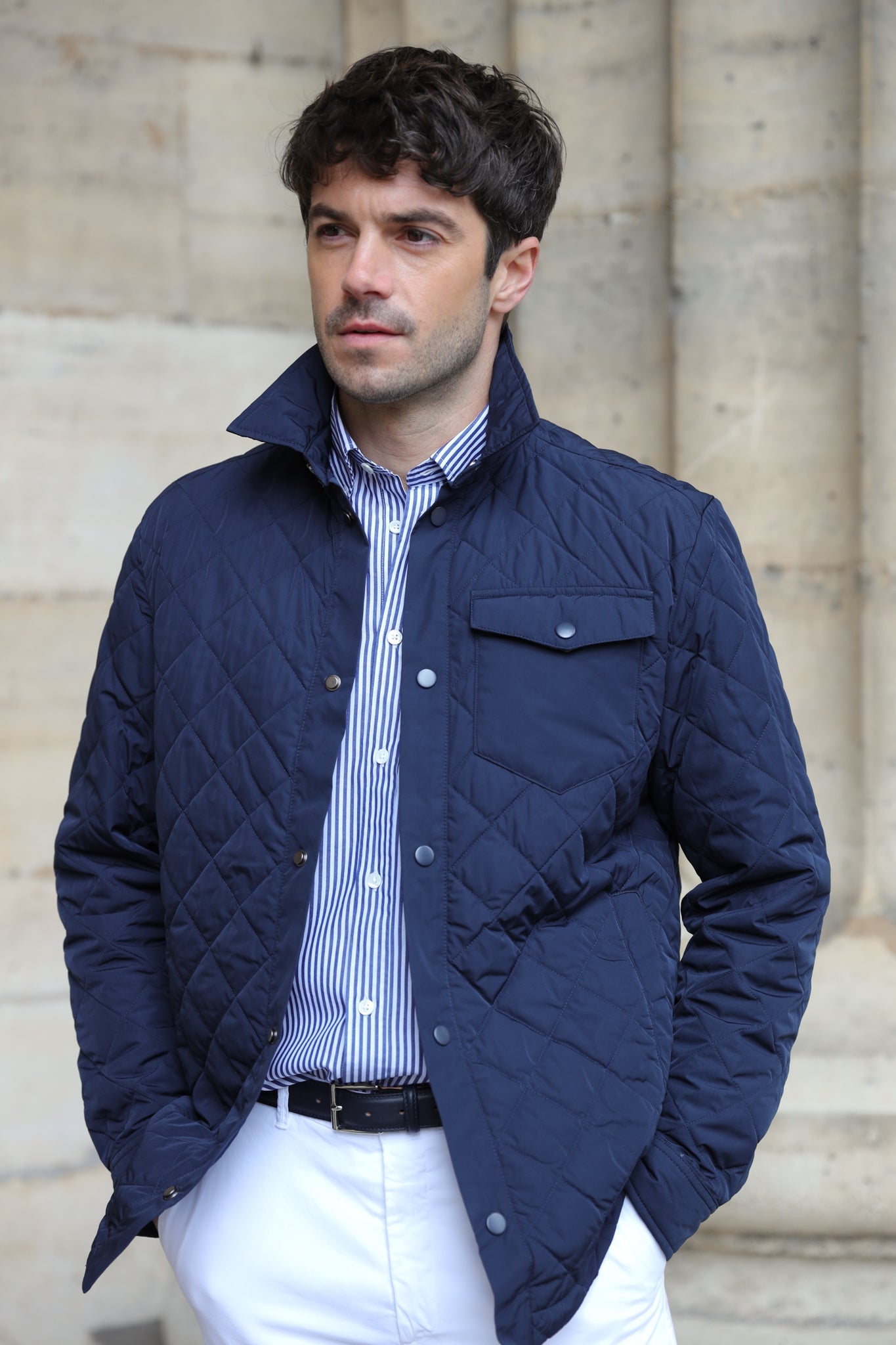 Veste surchemise matelassée - marine-MANTEAU HOMME-Curling-Paris