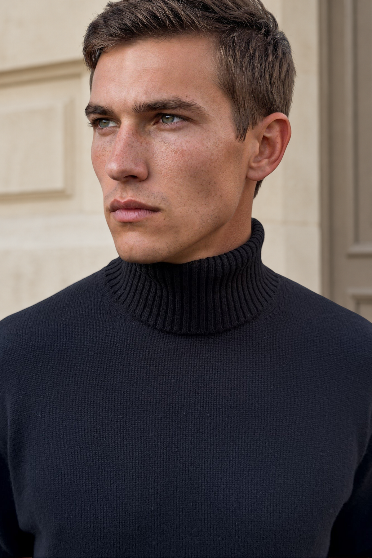 Pull col roulé Vito en laine et cachemire – Noir