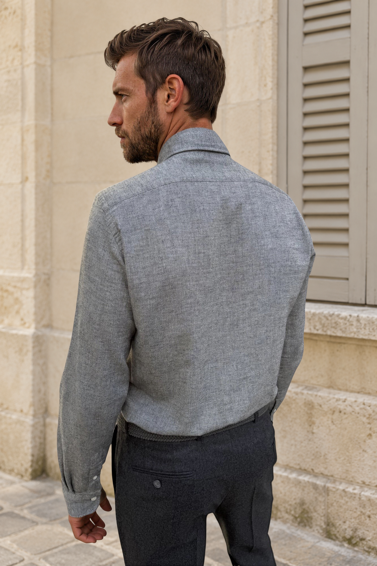 Camisa Clovis de algodón - Dobby Gris