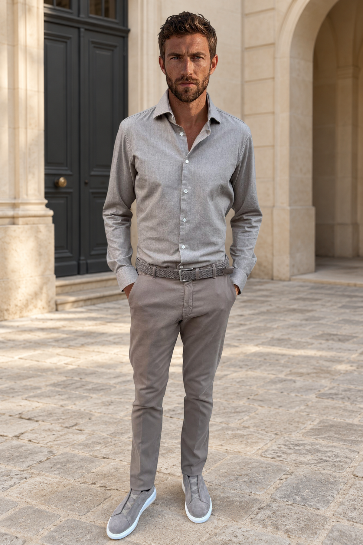 Camicia Gino in denim di cotone - Beige