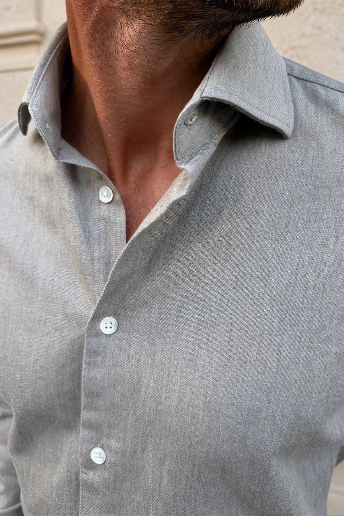 Camicia Gino in denim di cotone - Beige