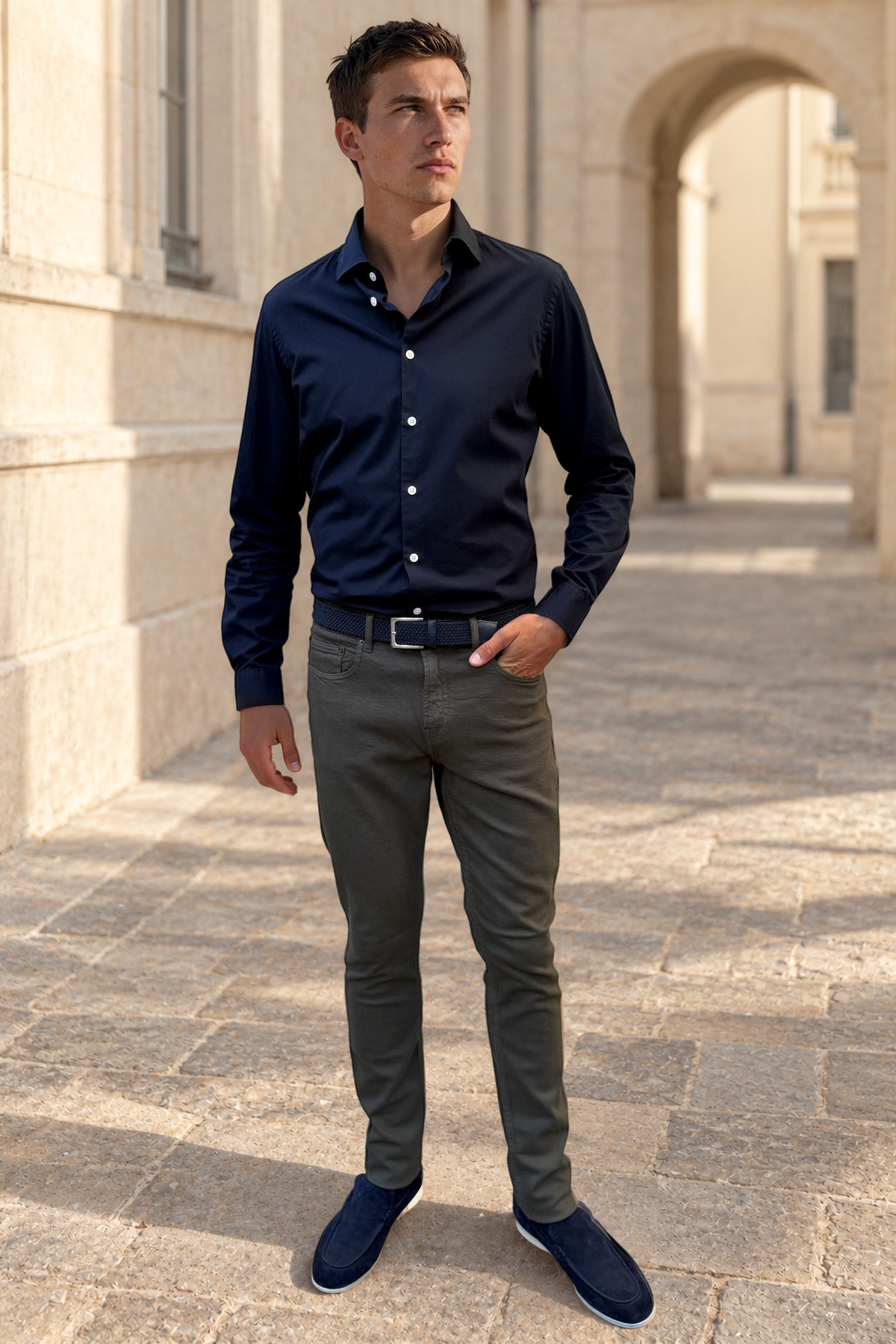 James five-pocket stretch cotton trousers - Khaki