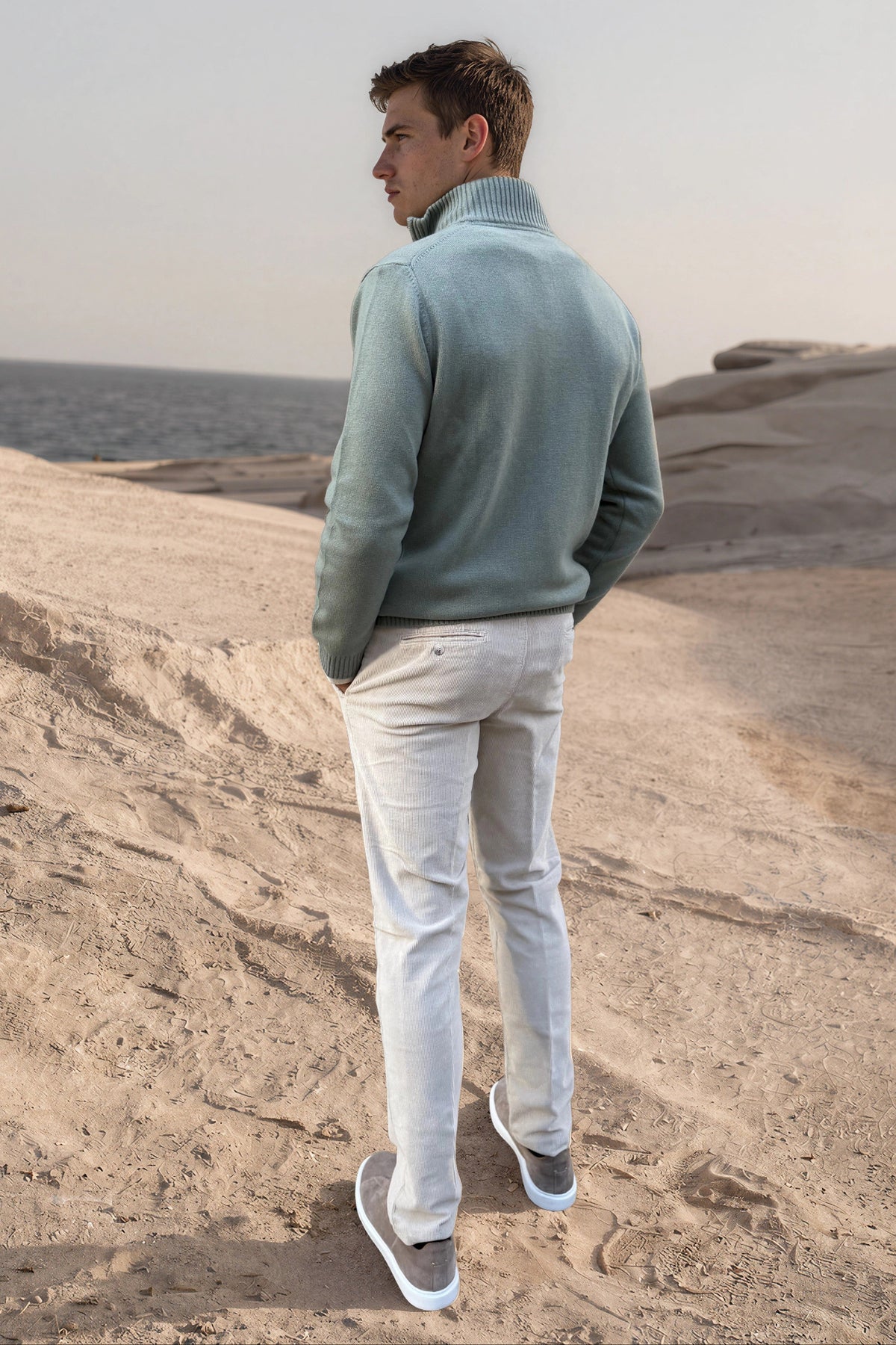Maxime zip-neck wool & cashmere sweater – Sage