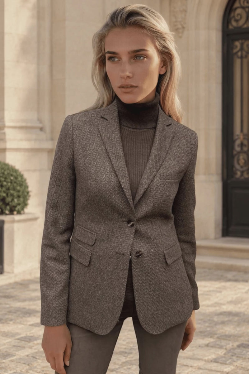 Veste Vesnove en laine vierge chevron - Marron — vidéo produit