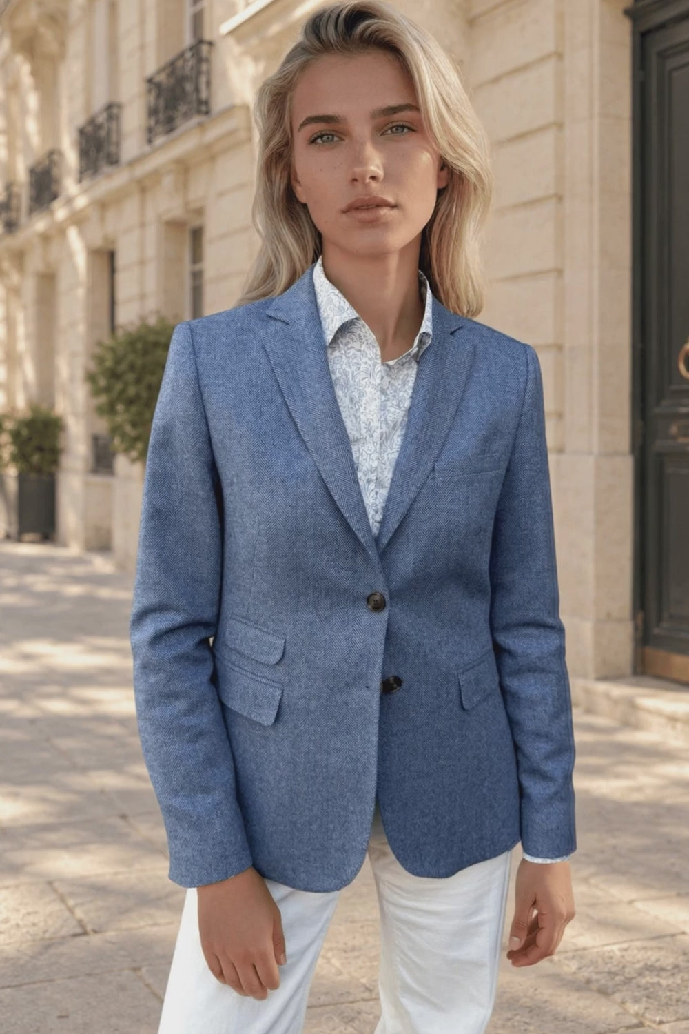Veste Vesnove en laine vierge chevron - Jeans — vidéo produit