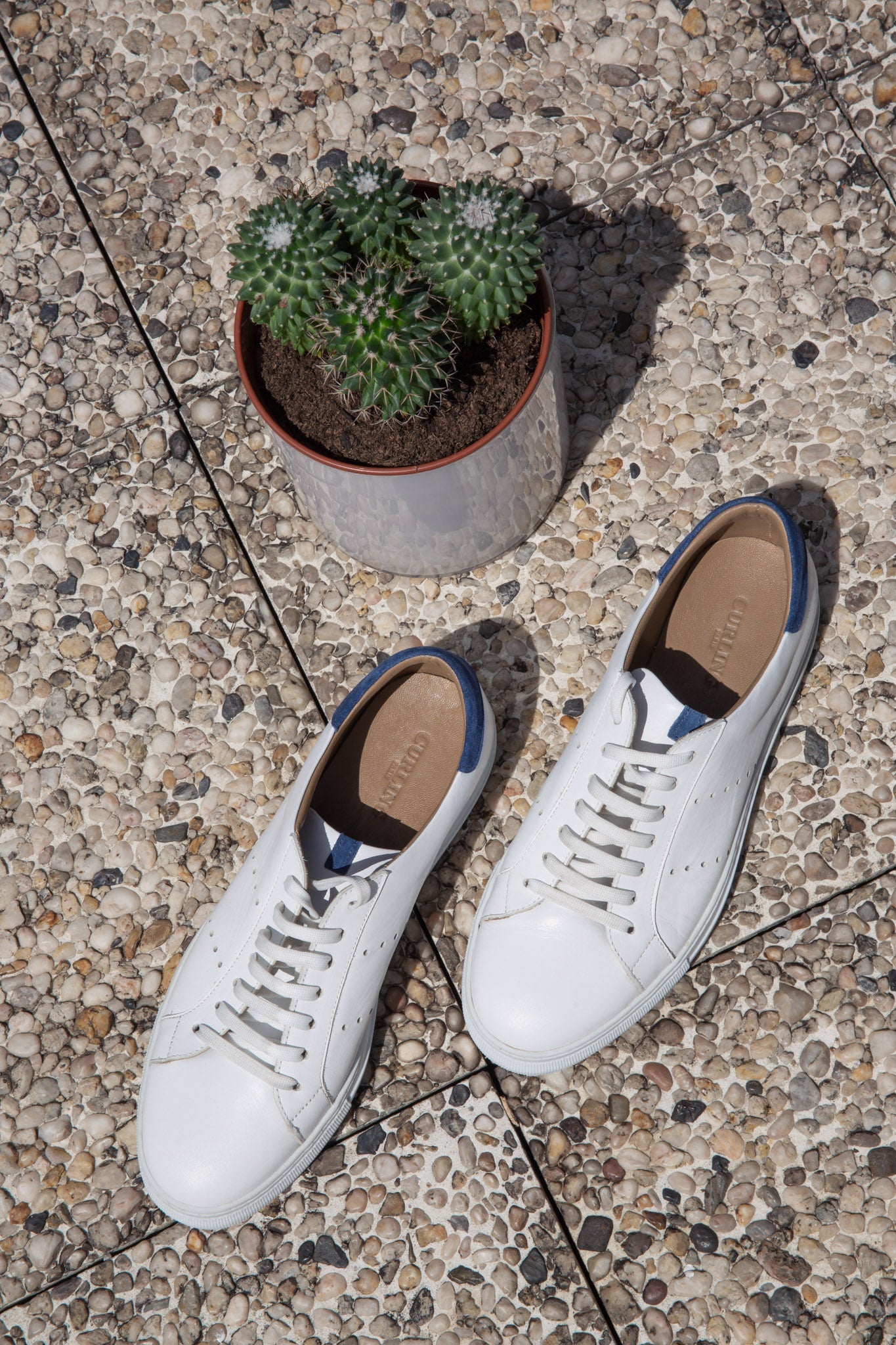 Baskets en cuir - Blanc-CHAUSSURES HOMME-Curling-Paris