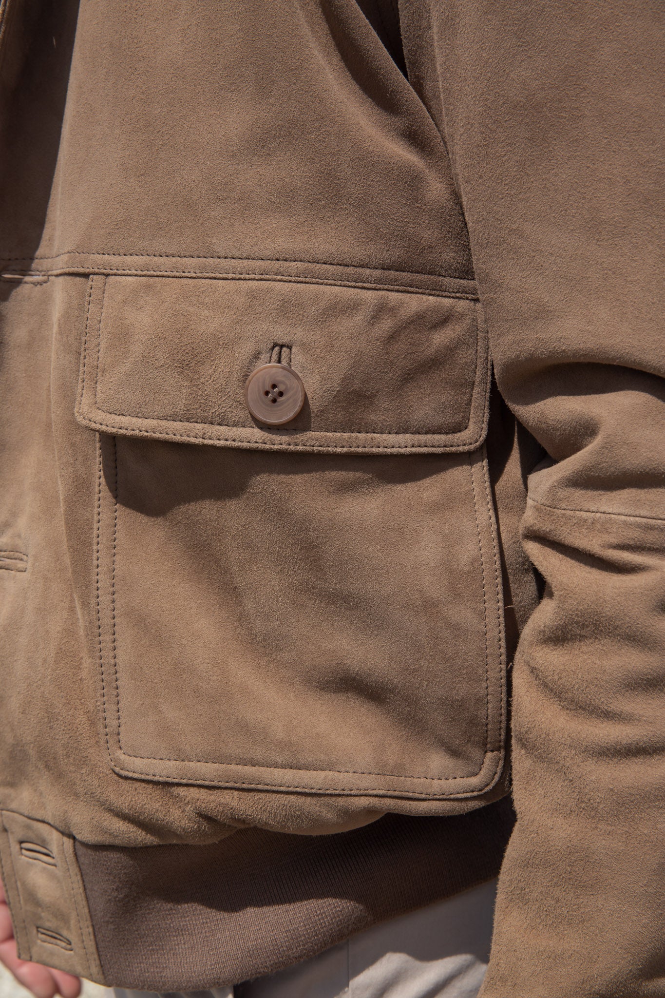 Blouson en peau Starter - Chèvre velours Taupe-MANTEAU HOMME-Curling-Paris
