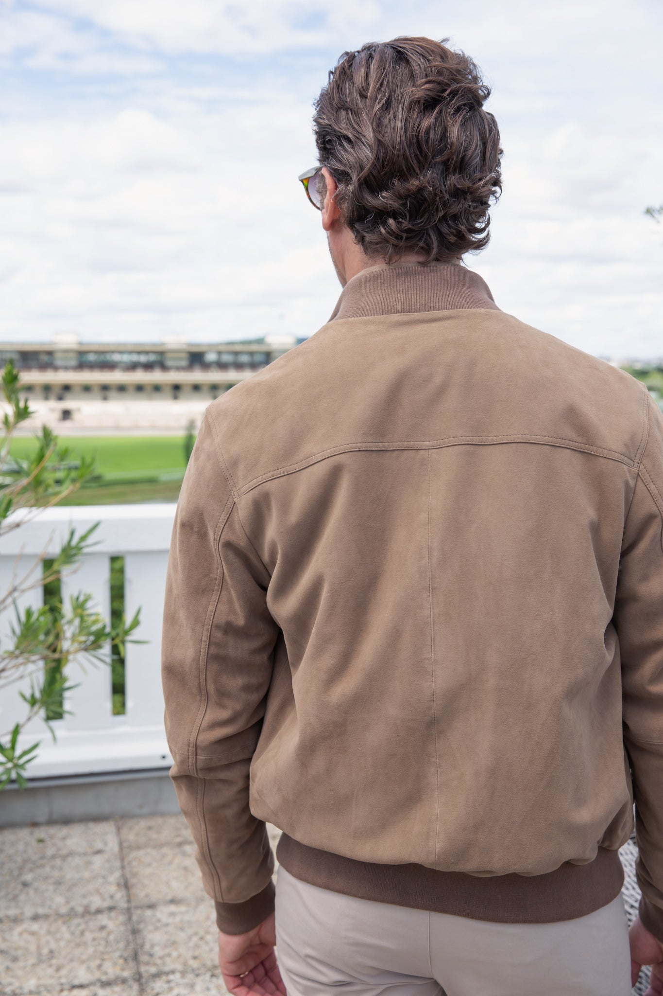 Blouson en peau Starter - Chèvre velours Taupe-MANTEAU HOMME-Curling-Paris