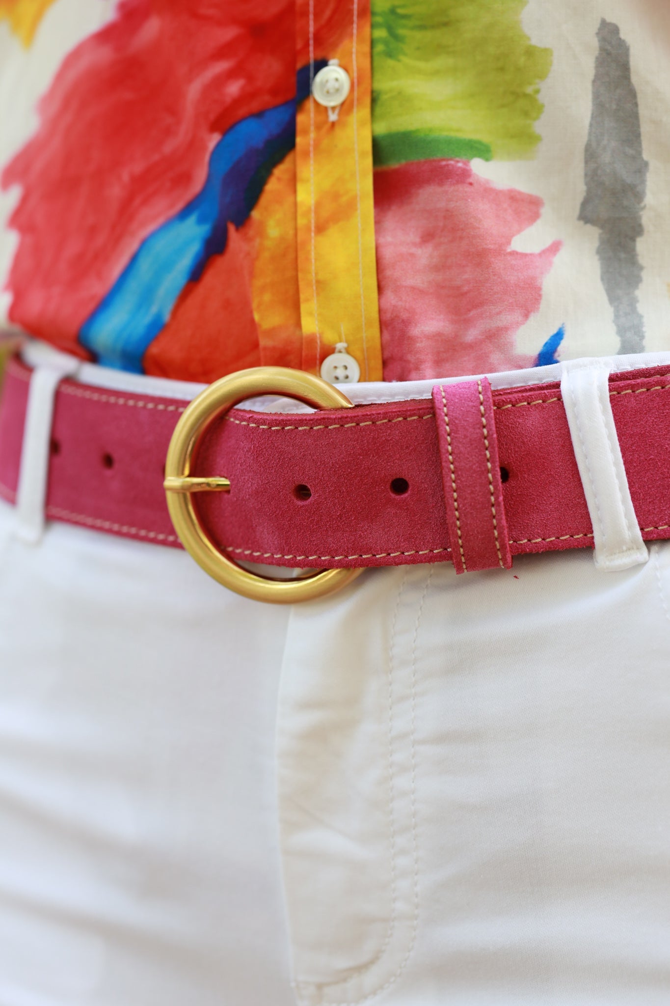 Ceinture Cinzia en cuir velours - Rose fuchsia-CEINTURE FEMME-Curling-Paris