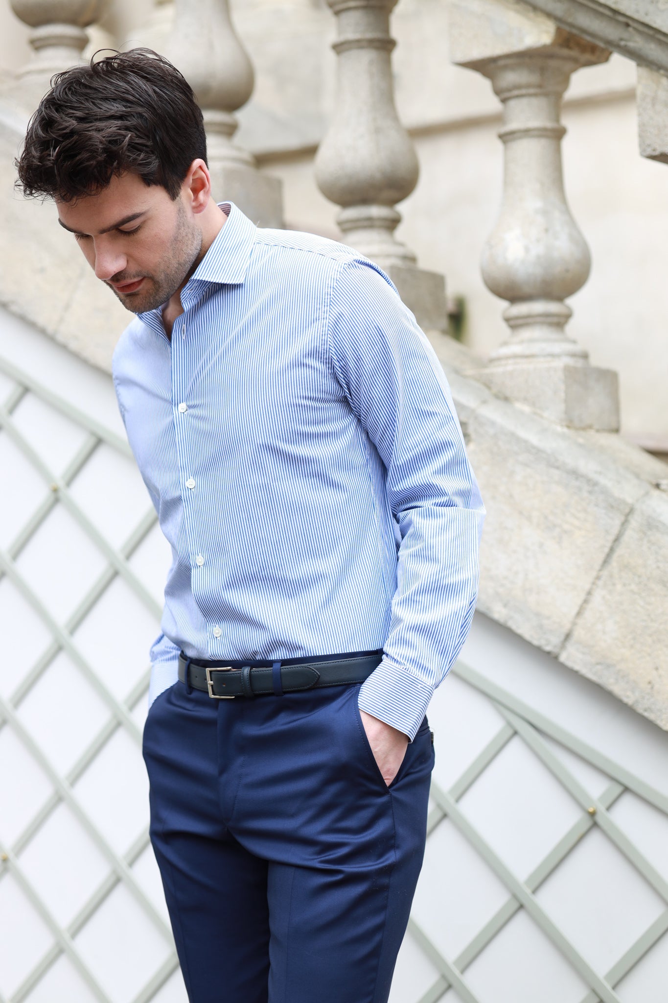 Chemise Calvin en coton - Ciel-CHEMISE HOMME-Curling-Paris