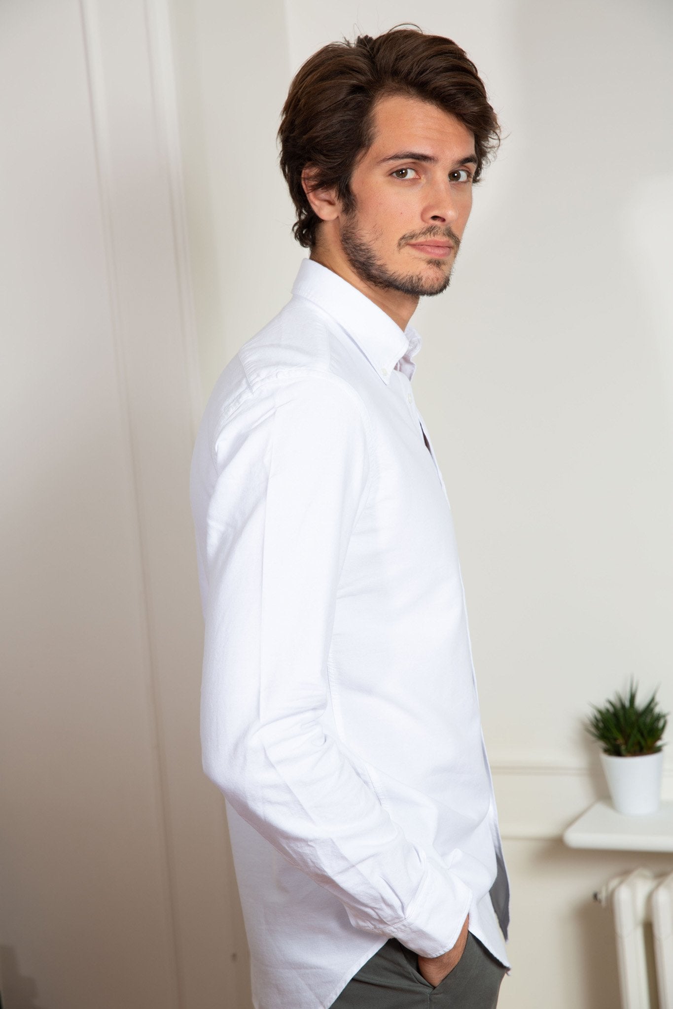 Chemise Clovis en Coton Oxford - Blanc-CHEMISE HOMME-Curling-Paris