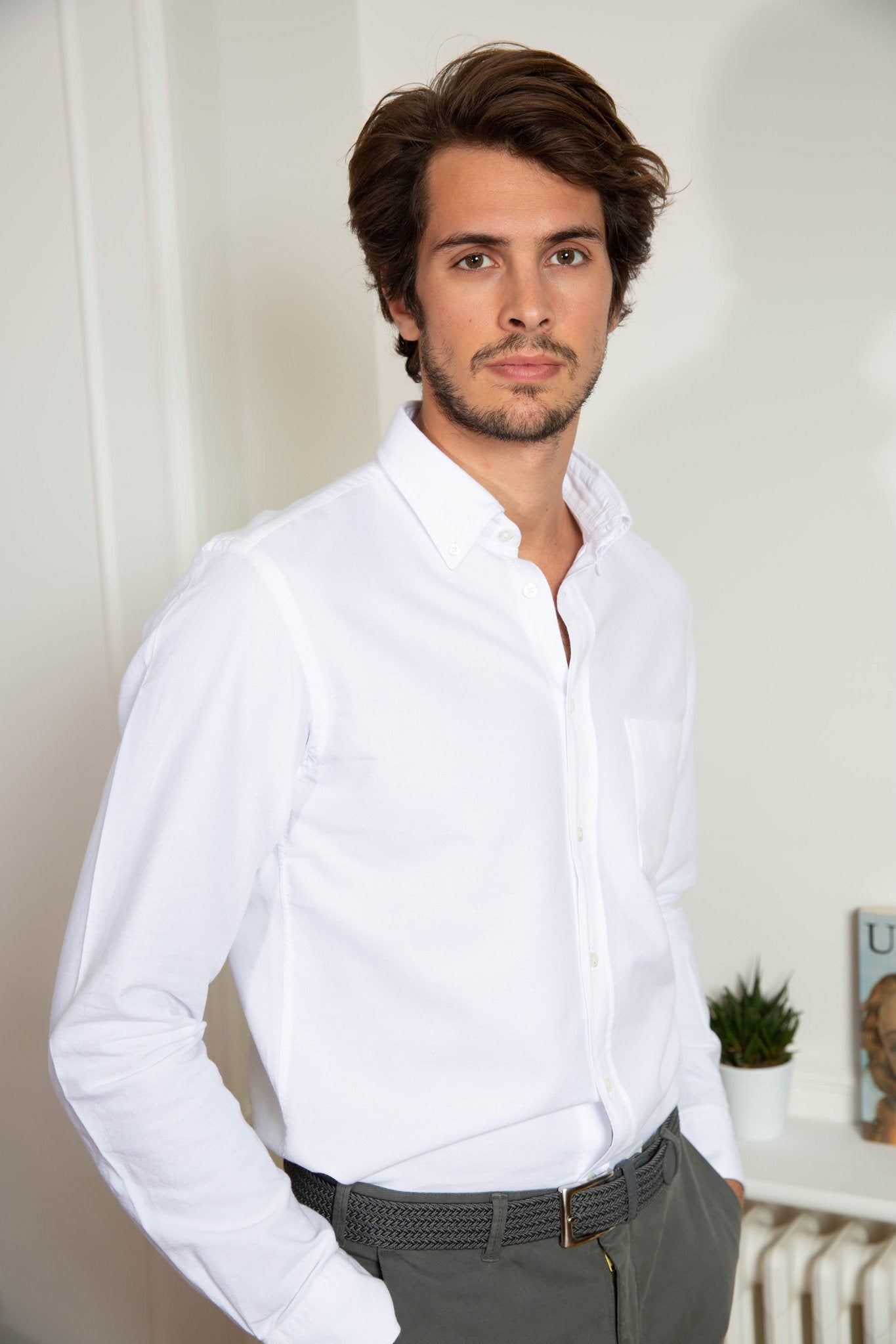 Chemise Clovis en Coton Oxford - Blanc-CHEMISE HOMME-Curling-Paris