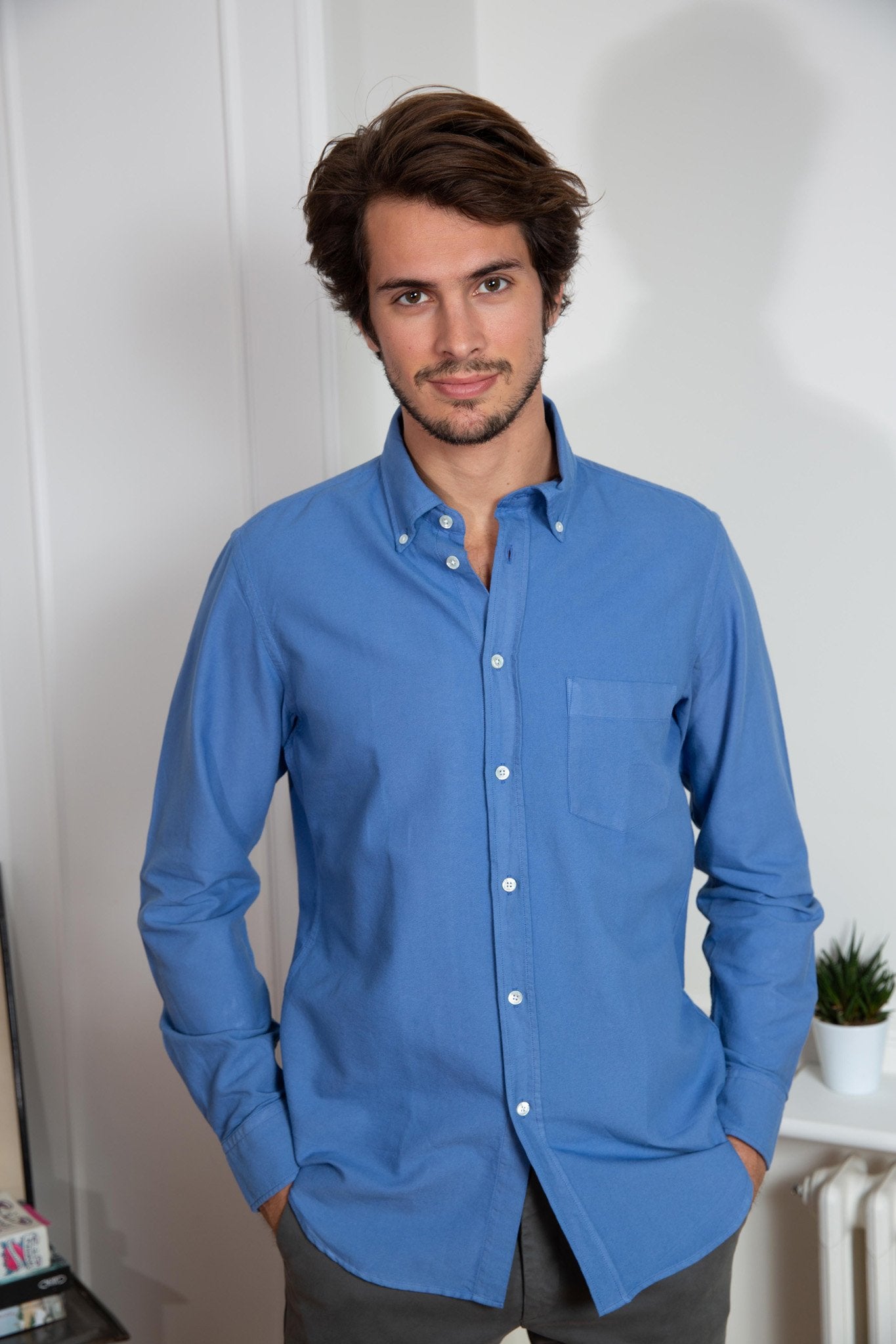 Chemise Clovis en Coton Oxford - Ciel-CHEMISE HOMME-Curling-Paris