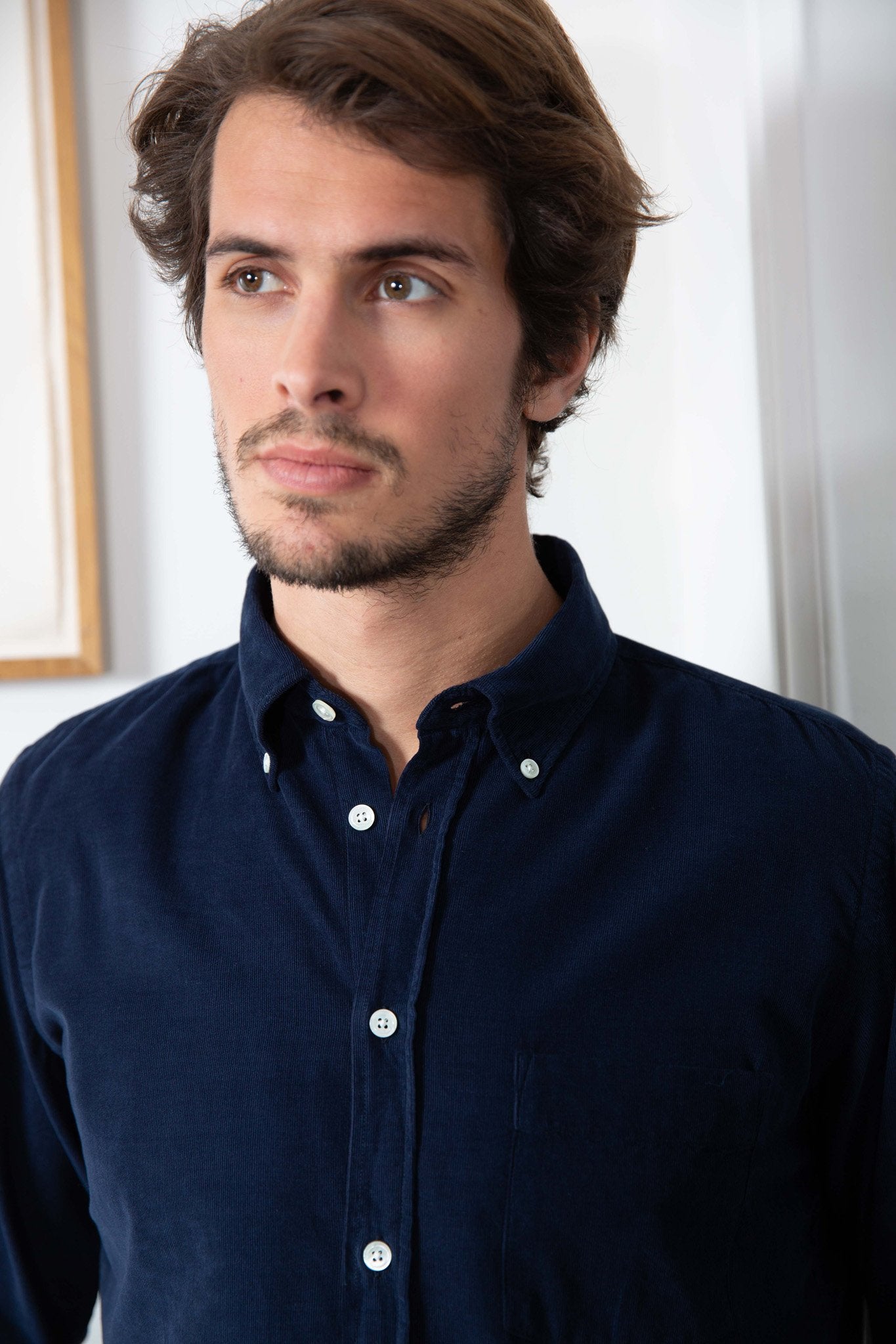 Chemise Clovis en velours - Marine-CHEMISE HOMME-Curling-Paris
