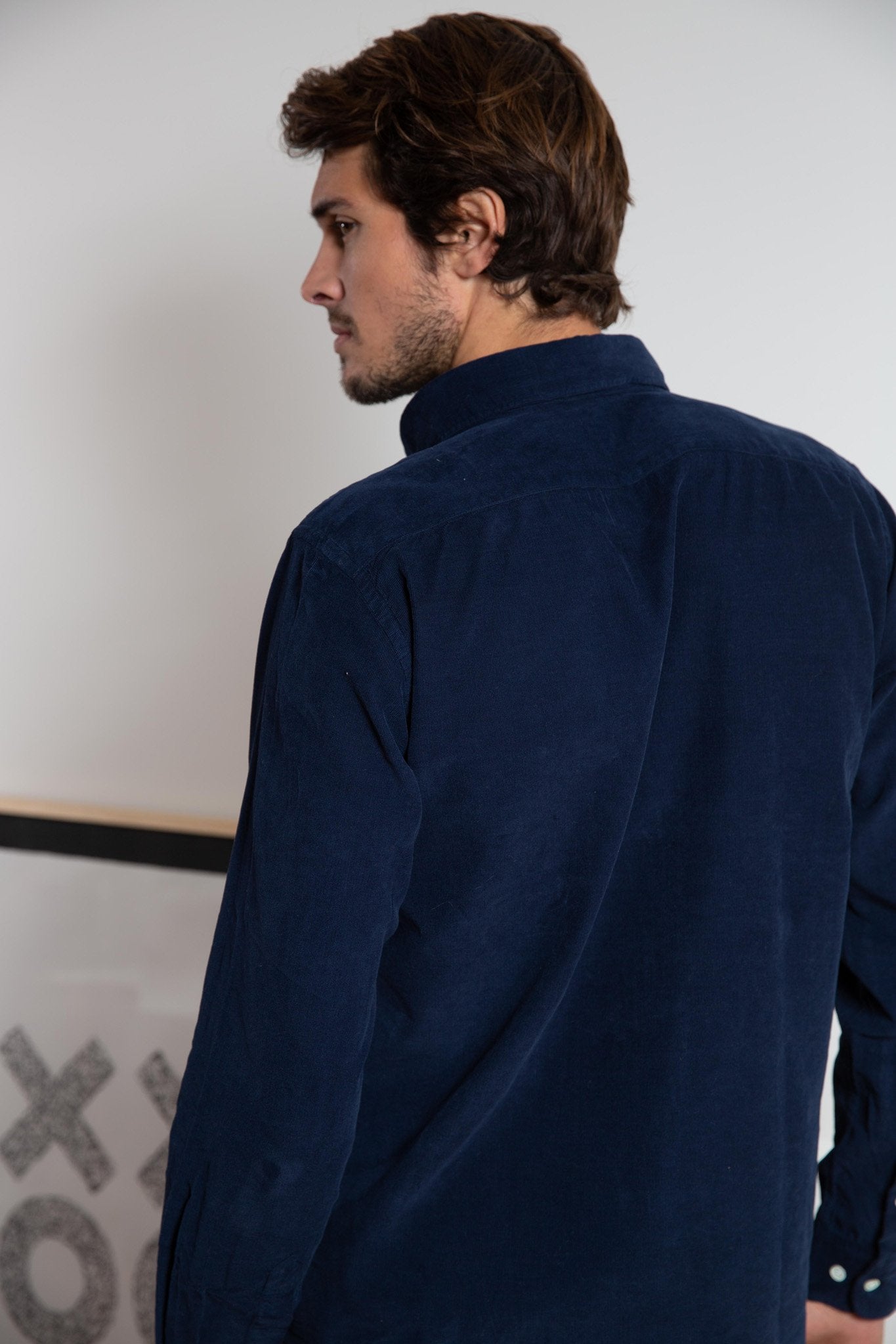 Chemise Clovis en velours - Marine-CHEMISE HOMME-Curling-Paris