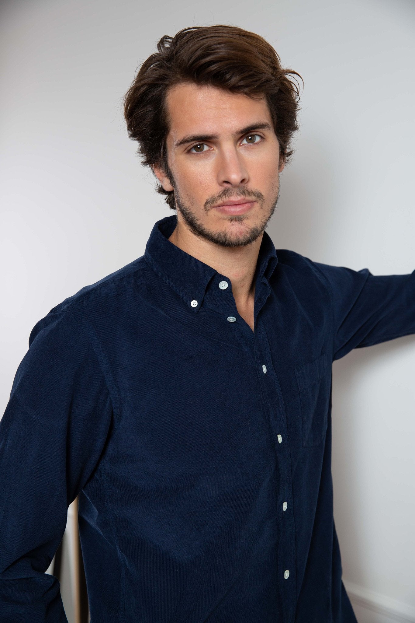 Chemise Clovis en velours - Marine-CHEMISE HOMME-Curling-Paris
