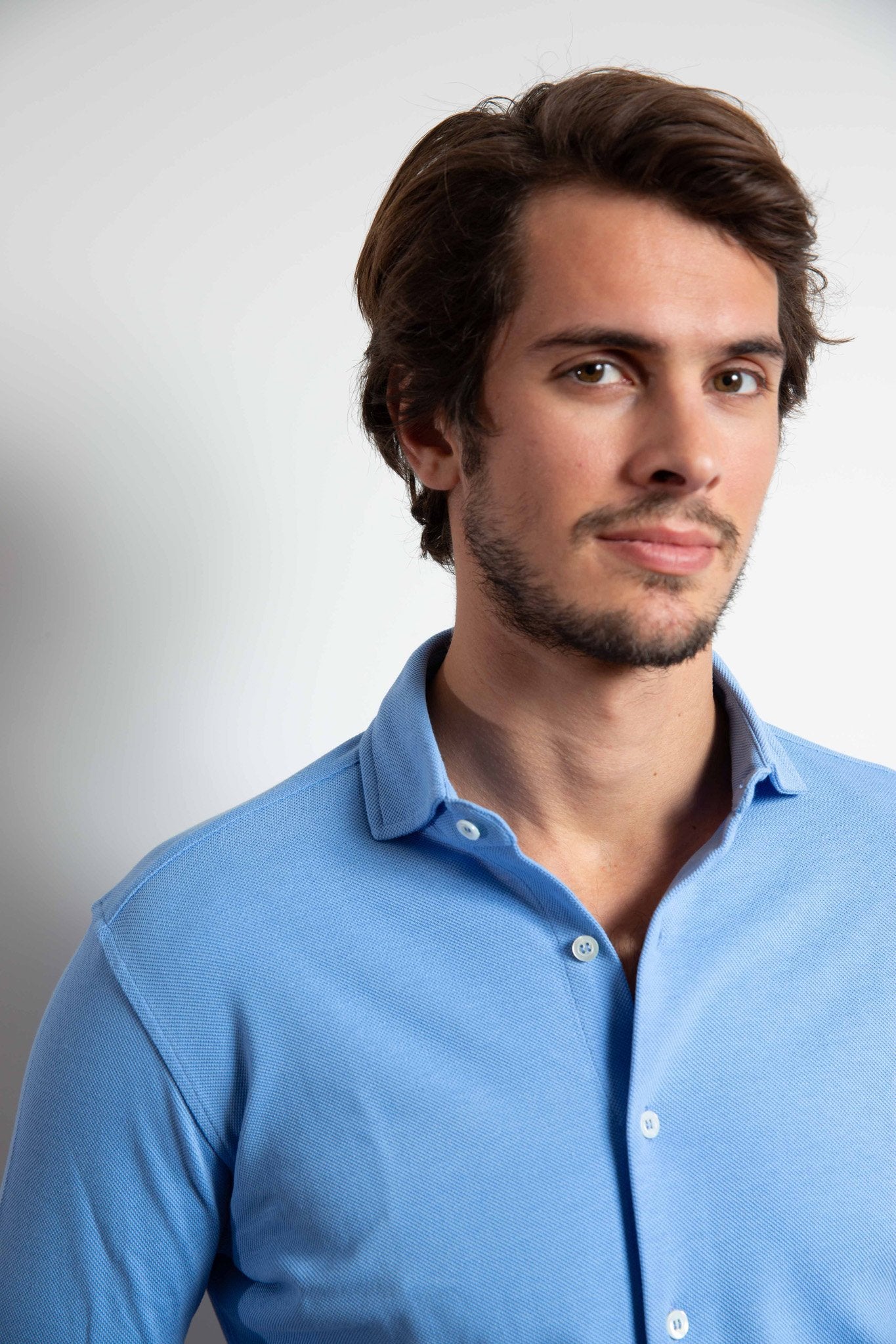 Chemise Enzo en coton piqué - Ciel-CHEMISE HOMME-Curling-Paris