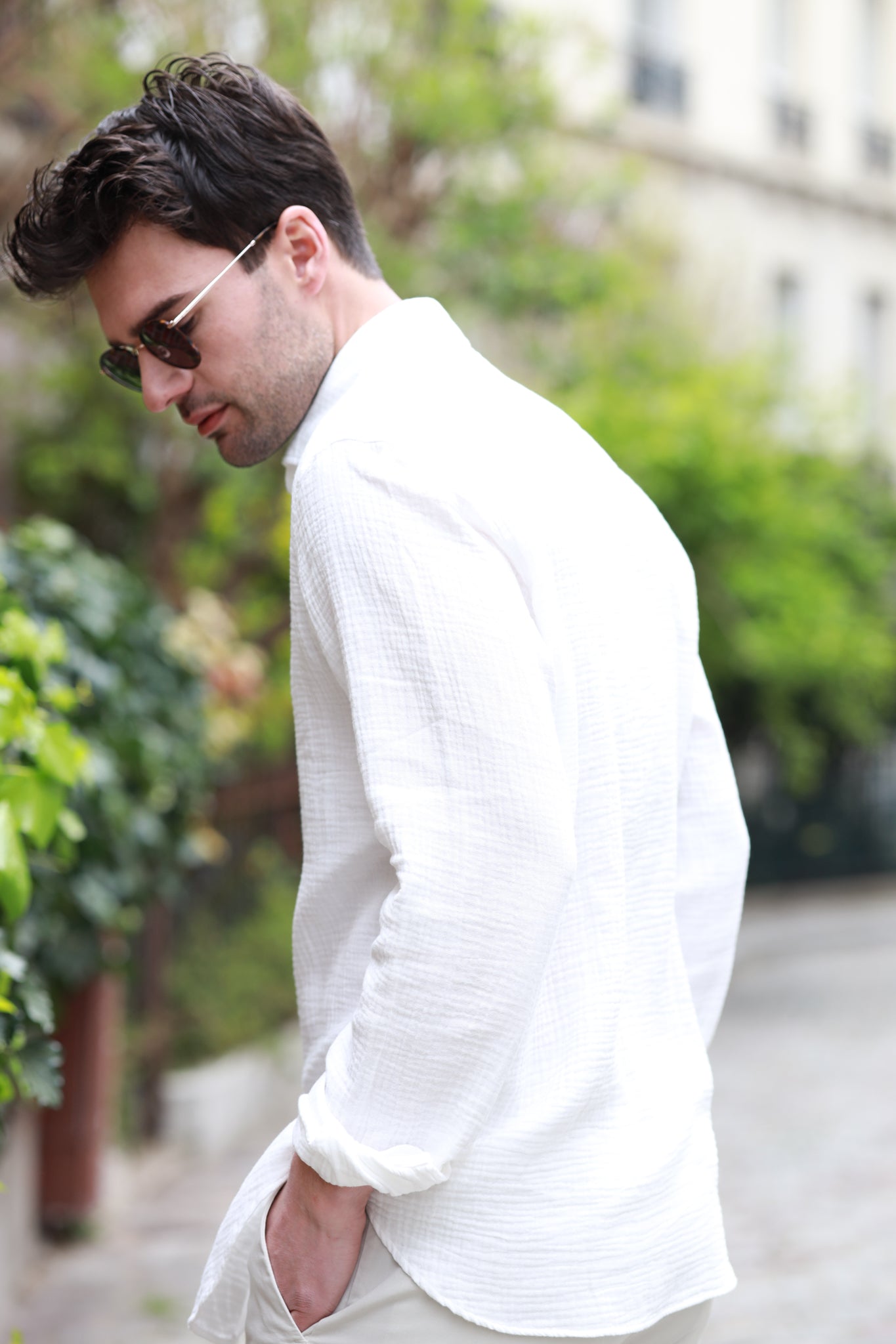 Chemise Hugo en gaze de coton - Blanc-CHEMISE HOMME-Curling-Paris