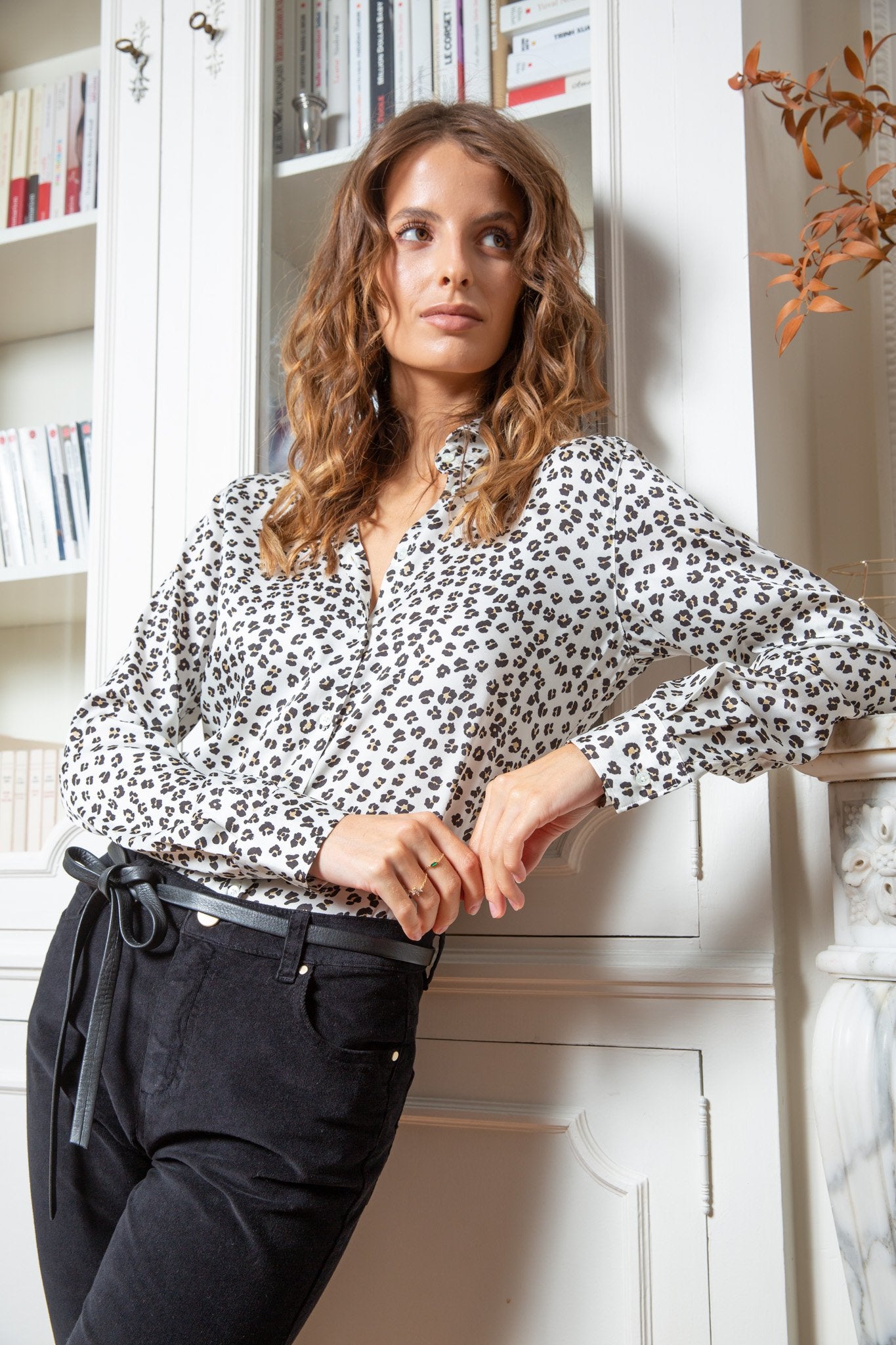 Chemisier Clemence imprimé soyeux - Leopard-CHEMISIER FEMME-Curling-Paris